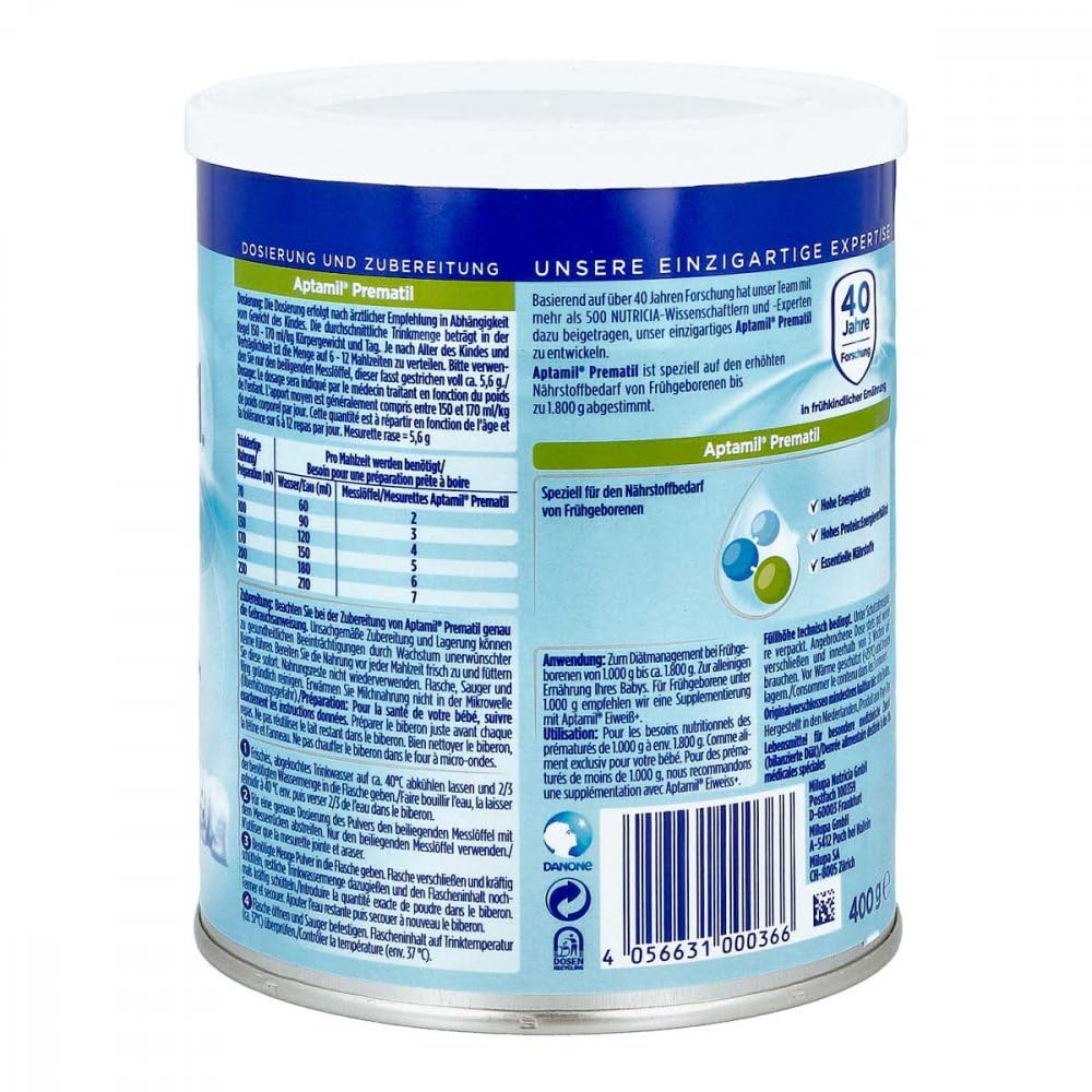 Aptamil Prematil Powder 400g - Premium Baby Formula for Premature Infants | Supports Growth & Development | Ideal for Hospital & Home Use