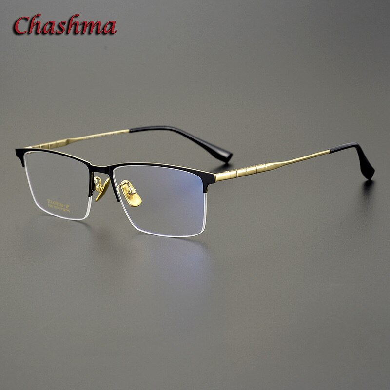 Men's Titanium Square Full Rim Eyeglasses 91036 - Lightweight Durable Frame for Work, Reading & Everyday Use