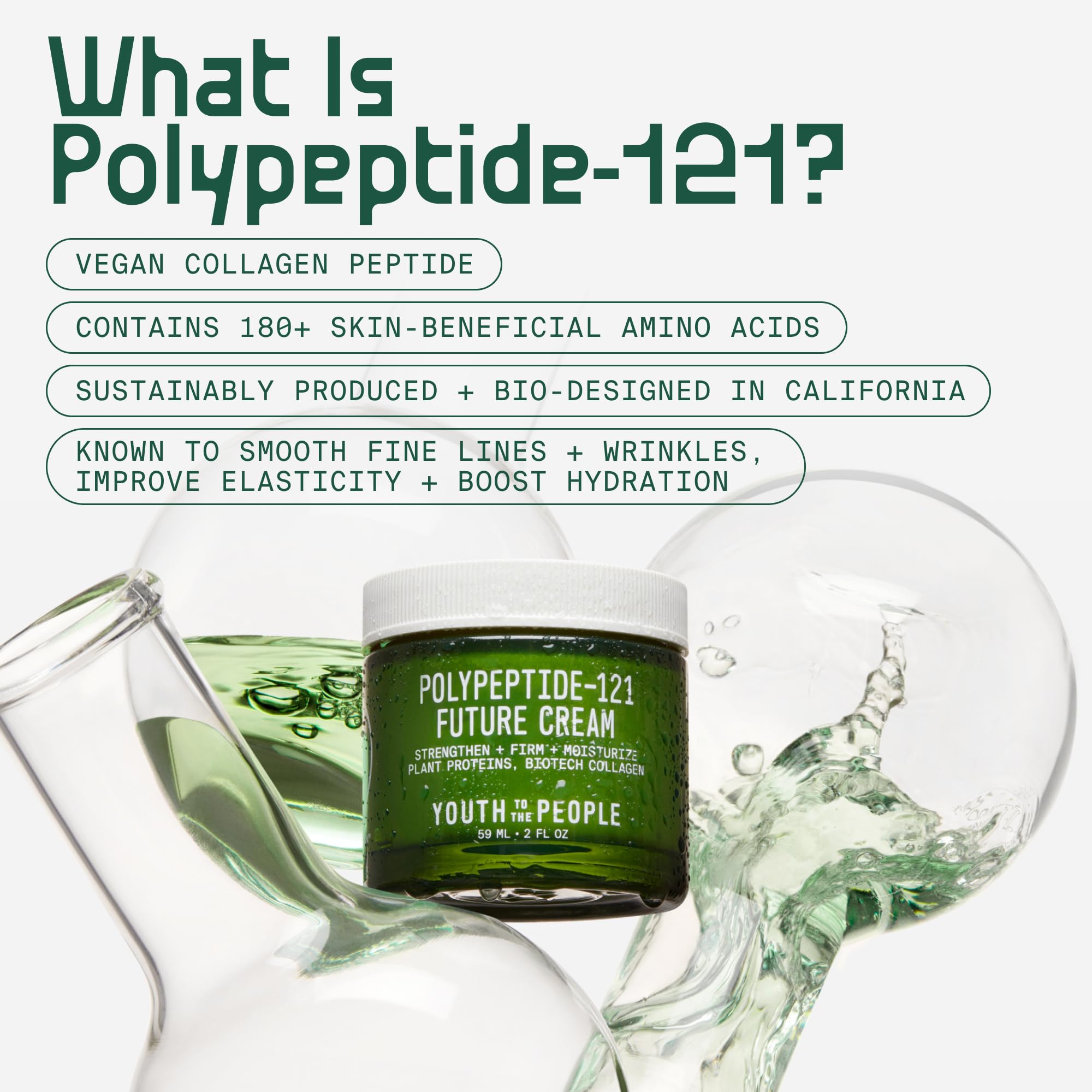 Youth To The People 121-Polypeptide Future Cream (2 fl oz) - Firming Face Moisturizer for Fine Lines & Elasticity | Vegan Collagen Peptide, Plant Proteins & Ceramides | Fragrance-Free | Perfect for Daily Anti-Aging Skincare Routine
