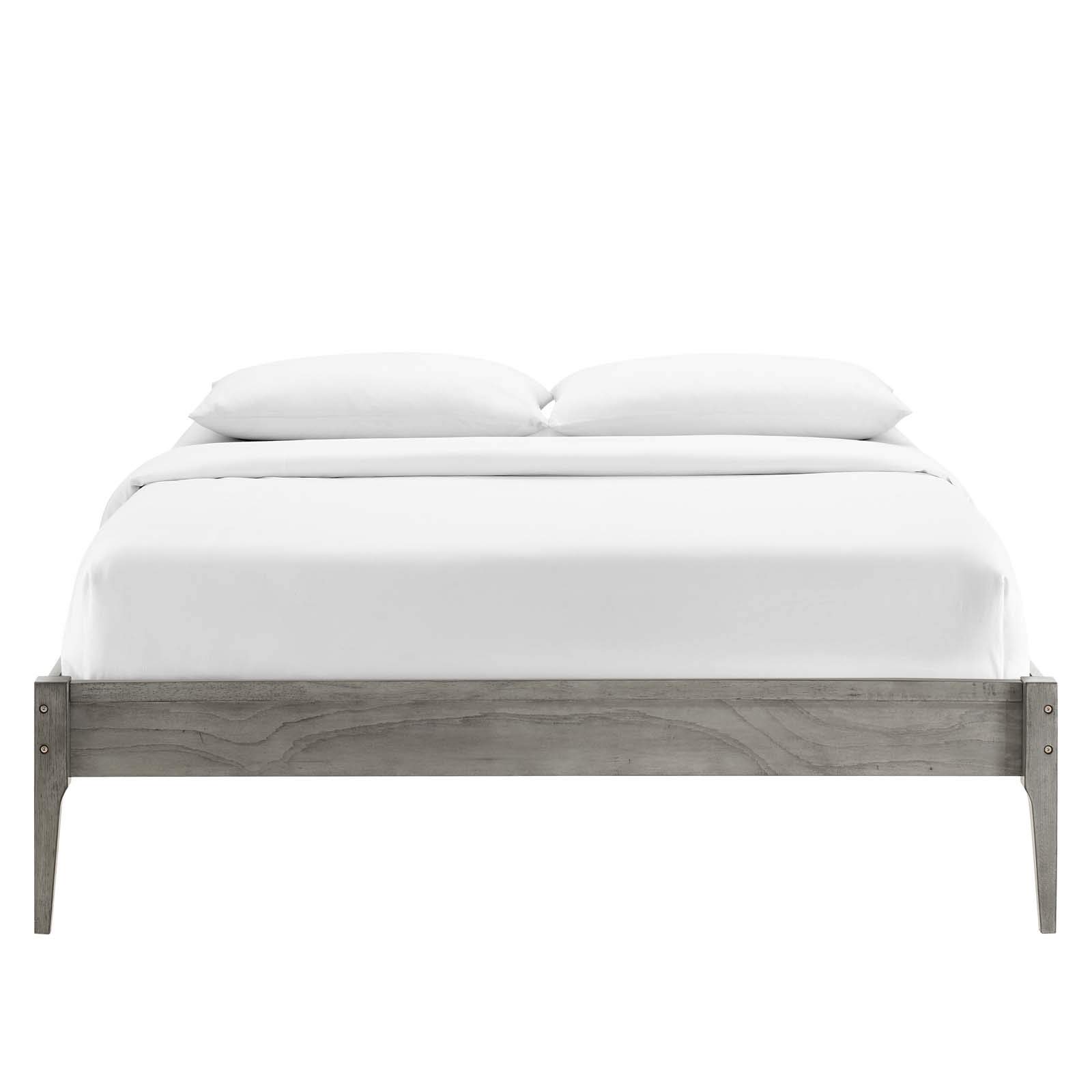 Modway June Full Wood Platform Bed Frame with Headboard - Queen Size, Gray - Sturdy & Modern Bed Frame for Master Bedroom or Guest Room