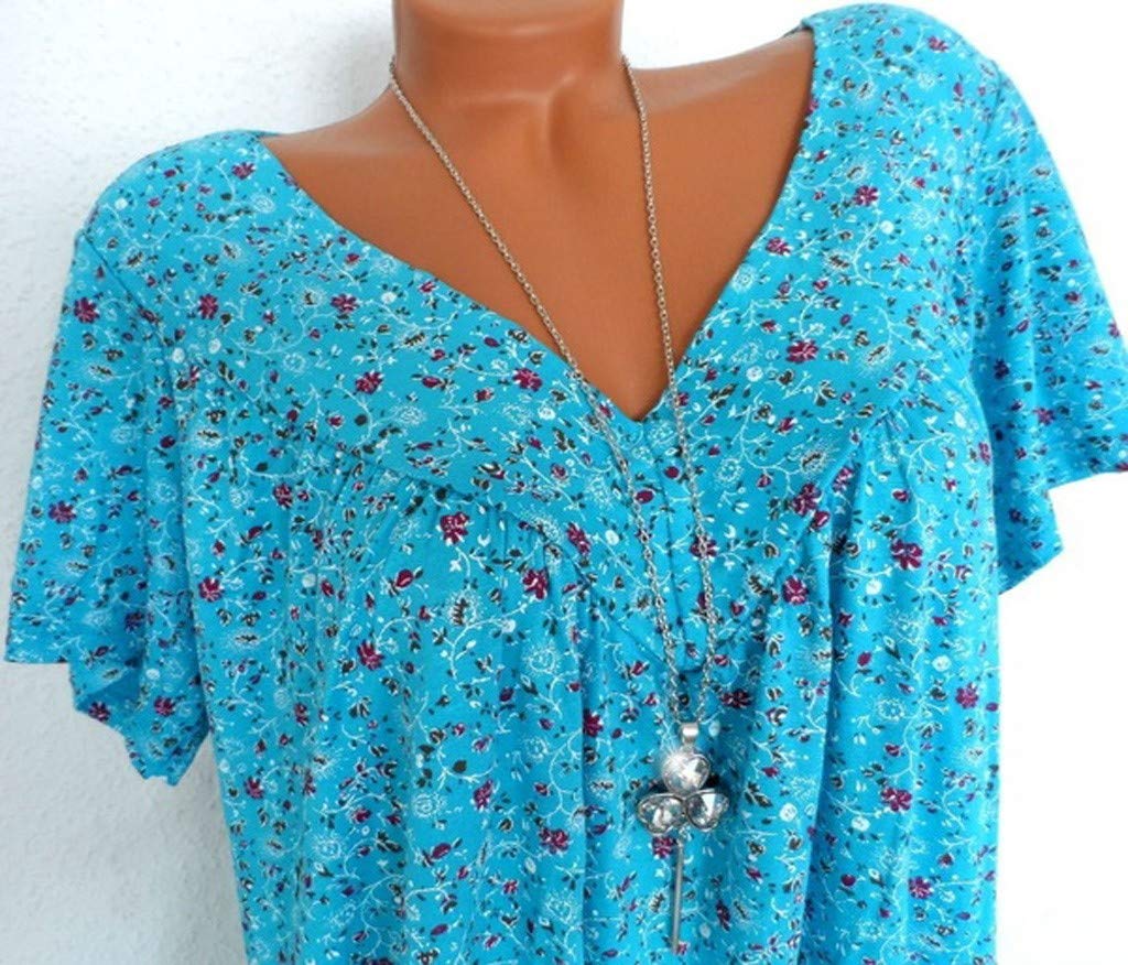 Oversized Flowy V-Neck Short Sleeve Tops for Women - Summer Casual Loose Fit T-Shirts & Tunic Blouses - Plus Size Comfort Wear for Beach, Vacation and Everyday Outfits