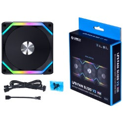 Lian Li UNI FAN SL120 V2 120mm RGB PWM PC Case Fan - Single Pack (Black/White) | High Airflow Cooling for Gaming PC Builds & Workstations
