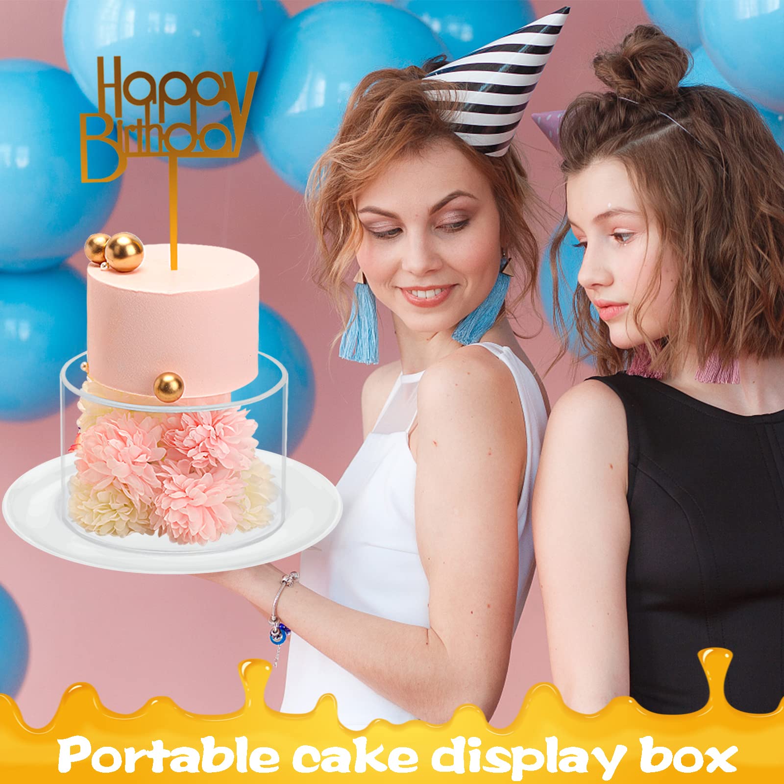 Choowin 2-Pack Clear Acrylic Fillable Floating Cake Stand Set - 10 inch & 6 inch Round Cake Risers for Wedding, Birthday Party Dessert Display | Perfect for Multi-Tier Cakes, Cupcakes & Pastry Showcase