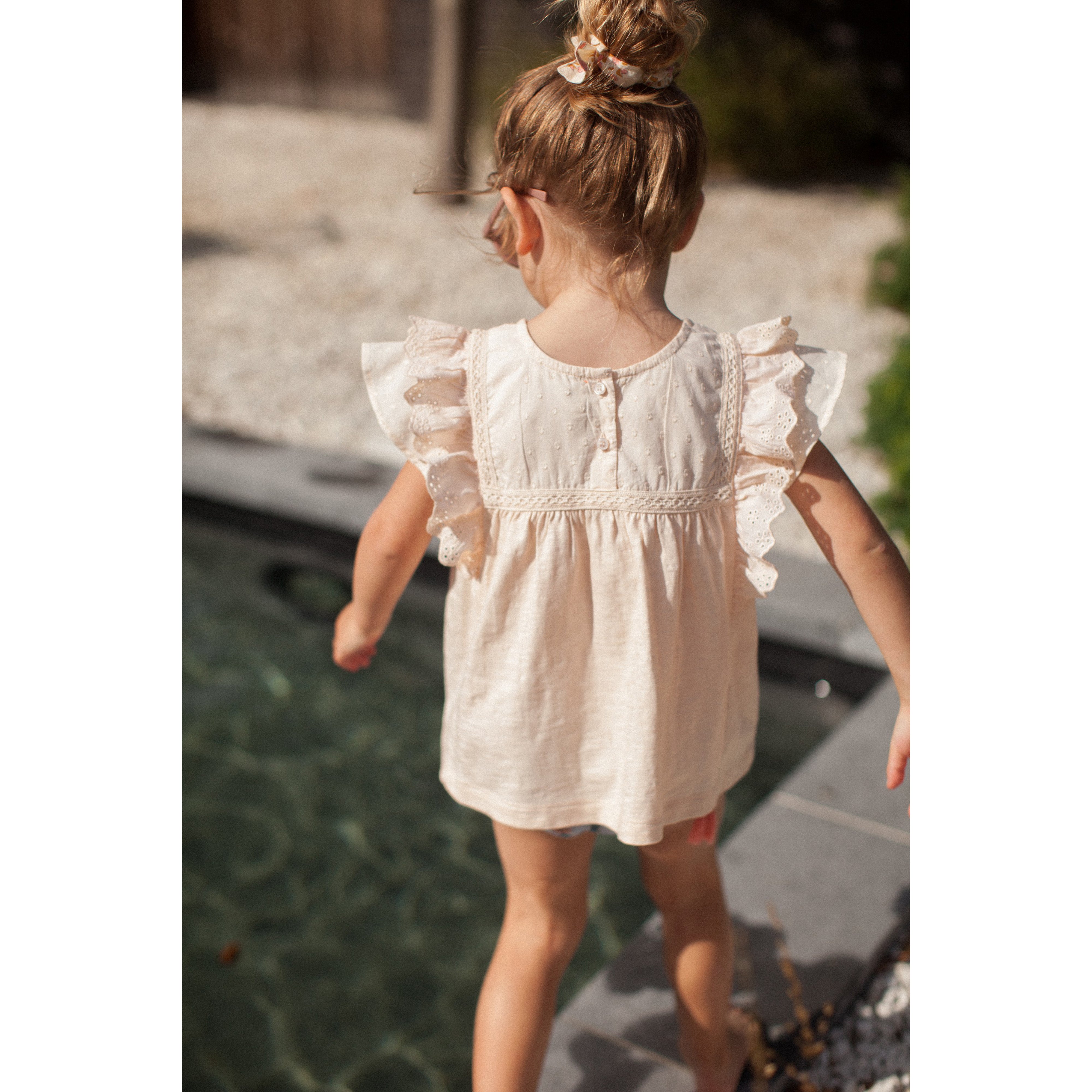 Bonheur du Jour Paris Baby & Girl Tee Shirt in Nude - Soft Cotton Casual Top for Toddler Girls, Perfect for Playdates & Family Outings