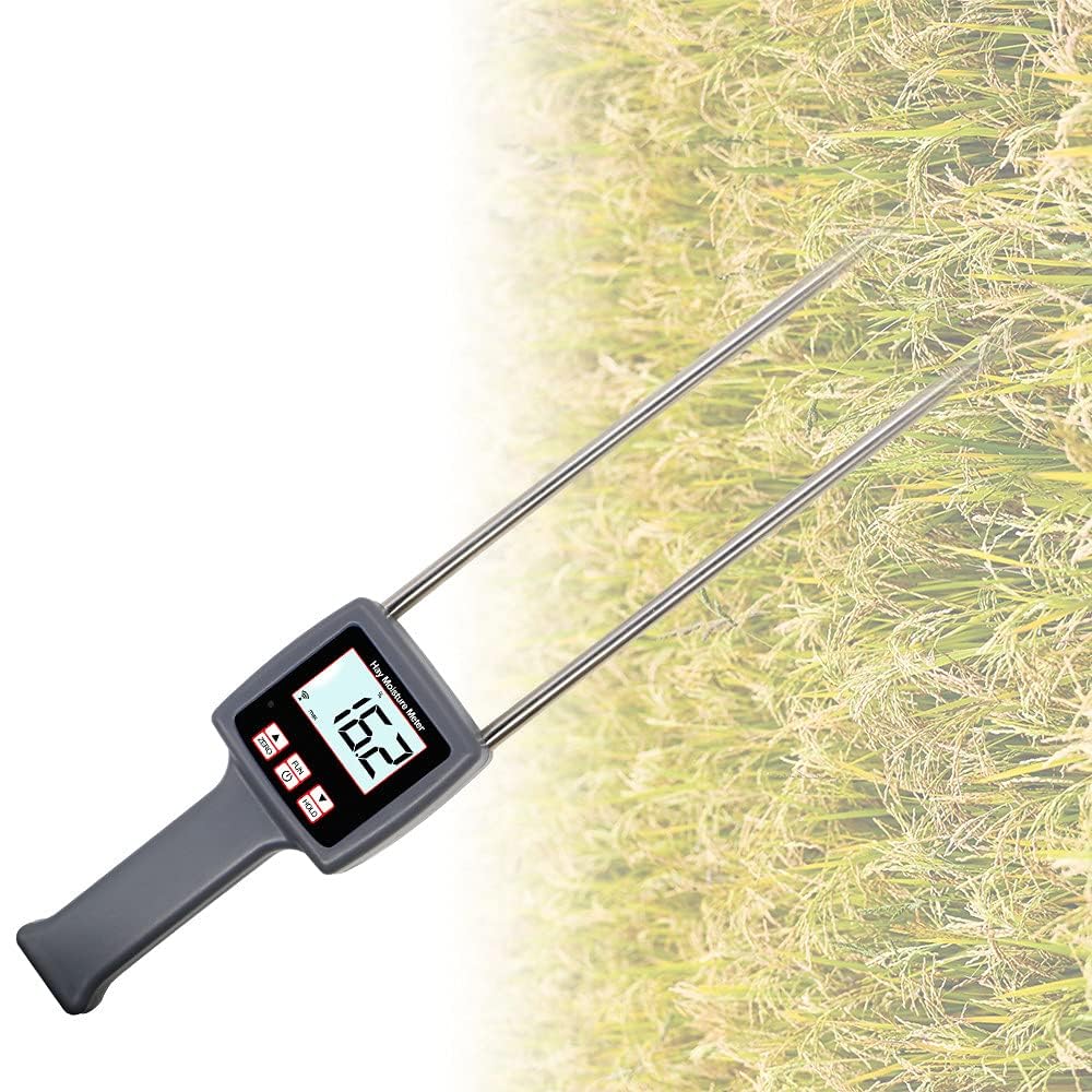Digital Hay Moisture Meter Tester - 0-80% Range, 0.1 Resolution, ±0.5% Accuracy for Alfalfa, Pasture, Straw & More | Perfect for Farmers, Agriculture & Livestock Feed Quality Control