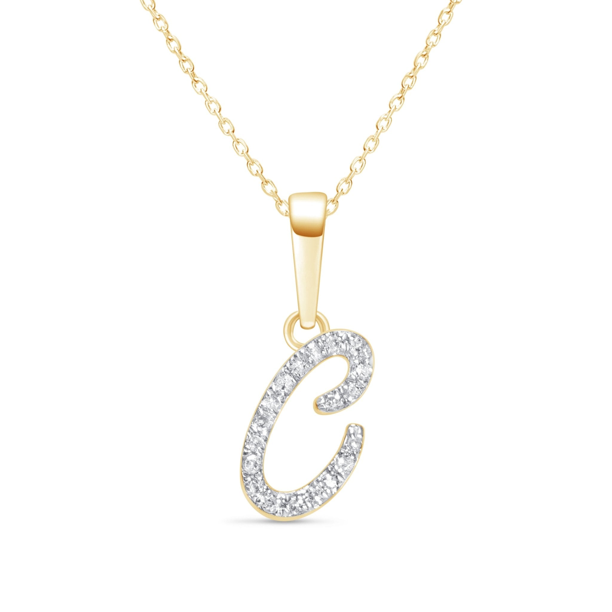14K Solid Yellow Gold Cursive Diamond Initial Necklace - Personalized Monogram Pendant for Women - Perfect Gift for Birthday, Anniversary, Valentine's Day & Everyday Elegance