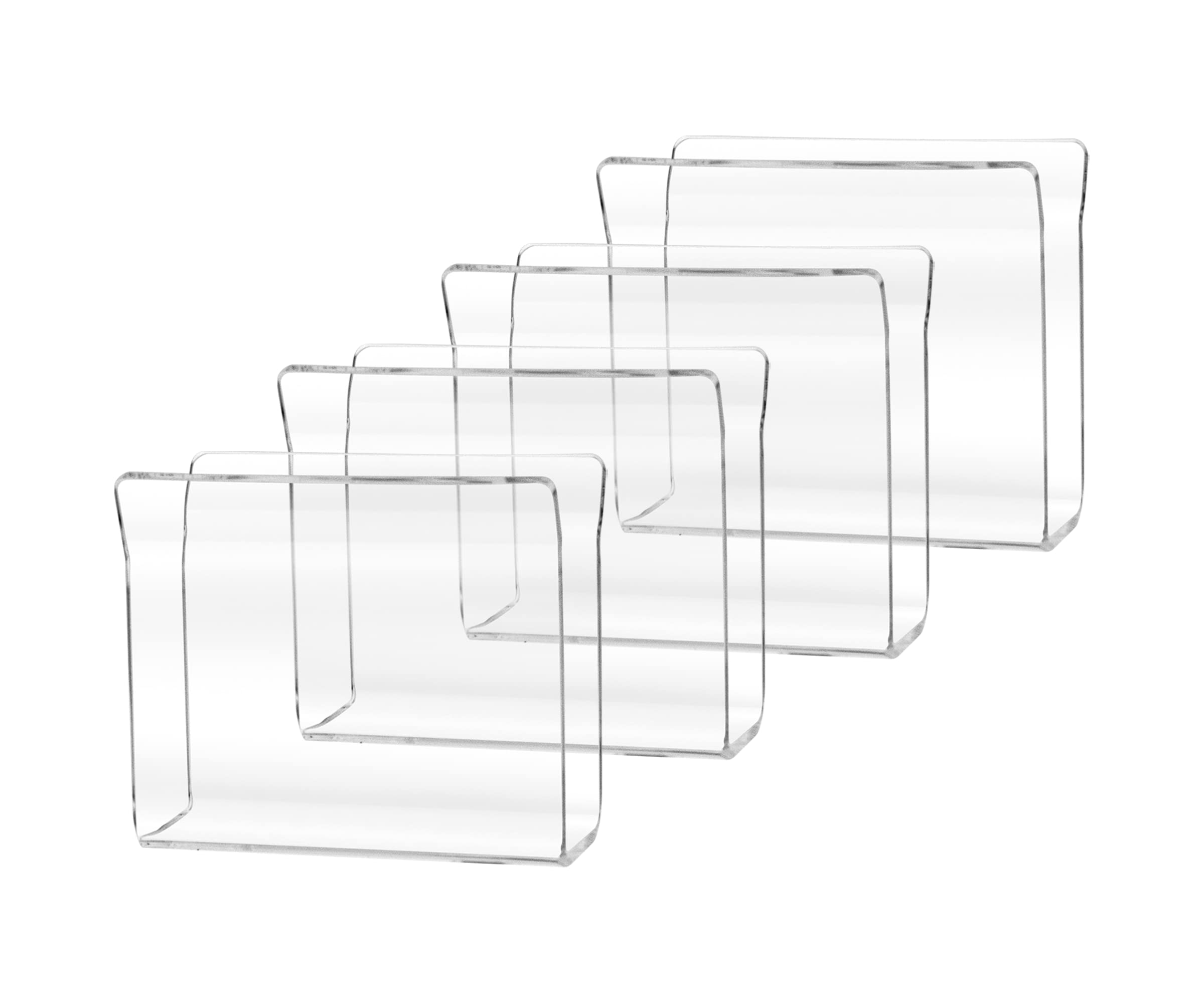 4 Pack Clear Acrylic Flared Napkin Holder - Upright Tabletop Stand for Easy Grab Napkin Display - Perfect for Restaurants, Kitchen & Dining Room Decor - Great for Parties, Weddings and Home Entertaining