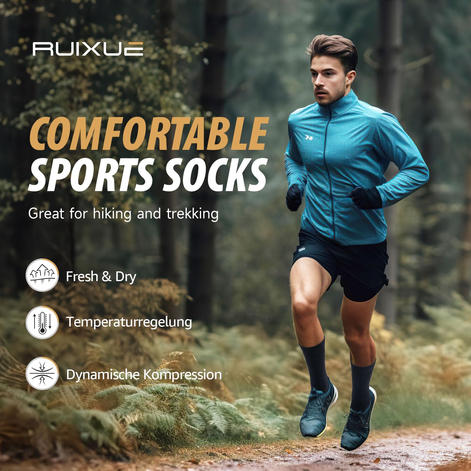RUIXUE Warm Wool Socks for Men & Women - 3 Pairs Thermal Winter Hiking Socks - Soft & Breathable for Outdoor Activities, Camping, and Cold Weather Comfort