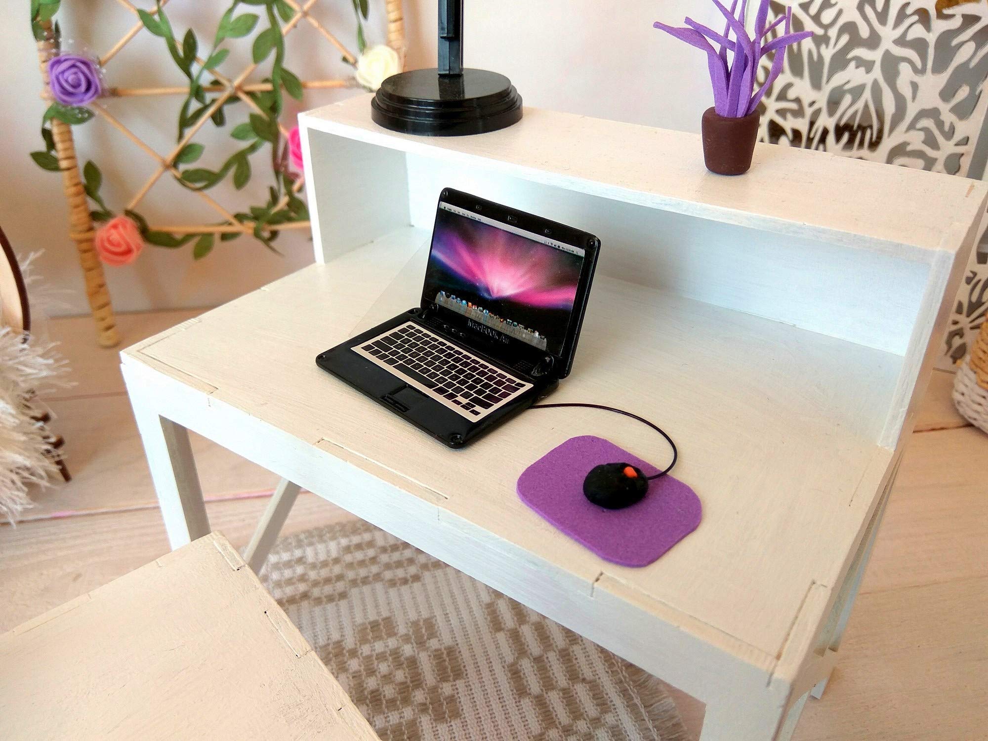 1:6 Scale Miniature Mouse for PC with Mouse Pad - Perfect for Dollhouse, Laptop Diorama & Miniature Computer Setup Scenes