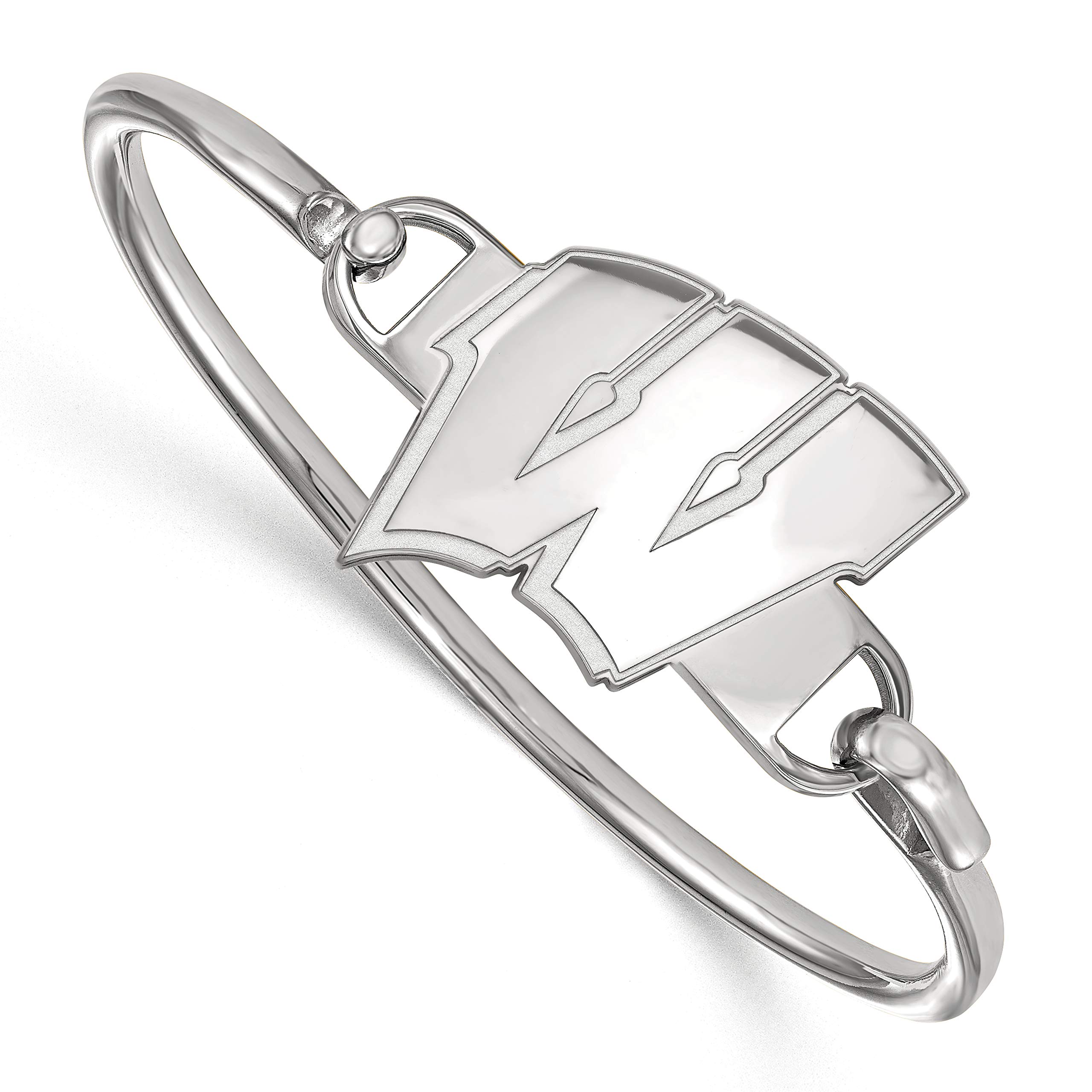 University of Wisconsin Badgers Sterling Silver Letter Logo Bangle - 33mm x 7 Inch - Perfect for Alumni Gifts, Game Day Jewelry & School Spirit Accessories