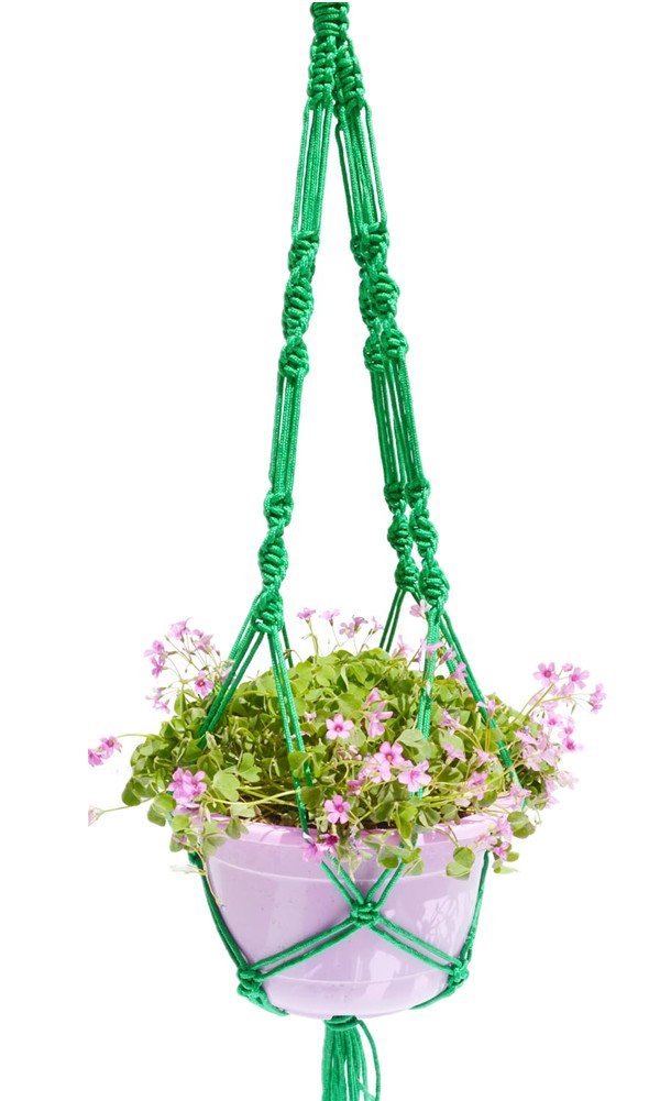 Macrame Plant Hanger for 7.8 Inch Pots - 43 Inch with Tassel or 38 Inch Without - Handwoven Cotton Rope Hanging Planter - Boho Home Decor for Living Room, Bedroom, Balcony & Outdoor Spaces (Green)