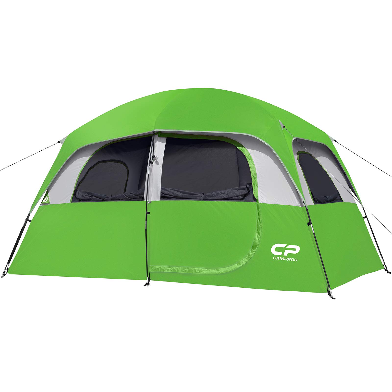 CAMPROS 6/8-Person Waterproof Windproof Family Camping Tent with Top Rainfly - 4 Large Mesh Windows, Double Layer Design for All Seasons - Easy Setup & Portable with Carry Bag - Perfect for Family Camping Trips, Hiking Adventures & Outdoor Festivals