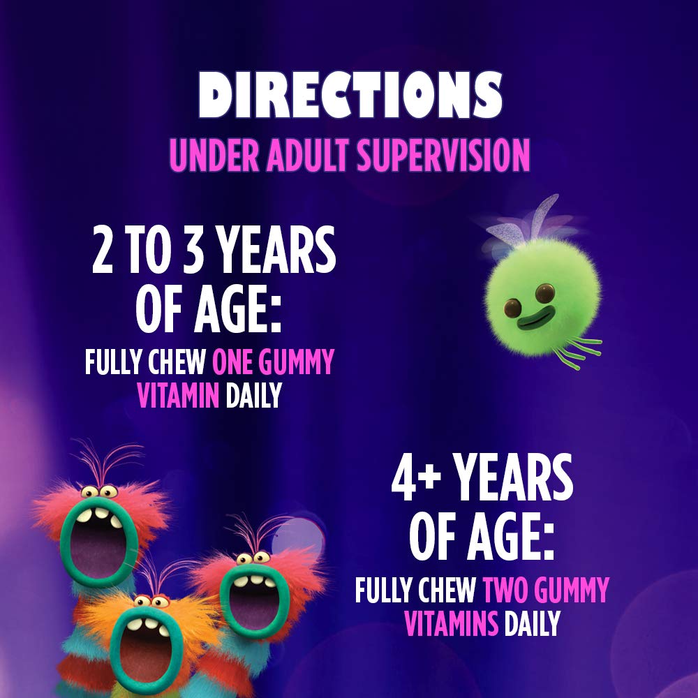 One A Day Kids Trolls Multivitamin Gummies - 180 Count with Vitamins A, B6, B12, C, D, E, Zinc, Folic Acid & Biotin - Delicious Trolls-Themed Chewable Vitamins for Kids' Daily Nutrition & Immune Support - Perfect for Picky Eaters & Healthy Growth