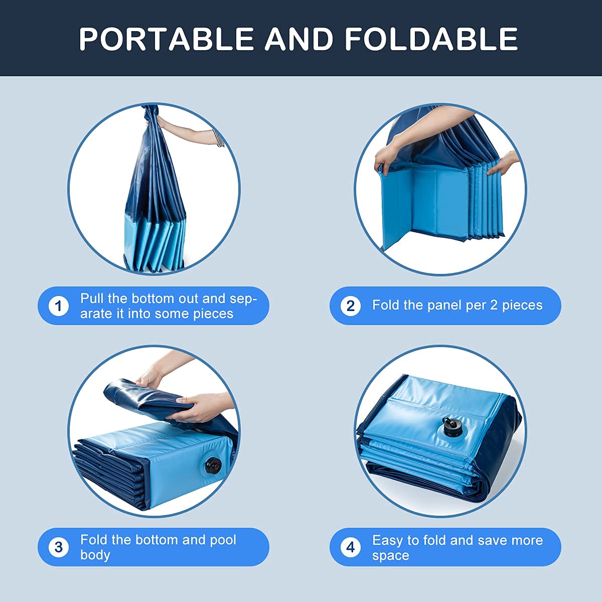 Foldable Dog Pool for Large Dogs - Portable Slip-Resistant Pet Bathing Tub, Collapsible PVC Swimming Pool for Dogs, Cats & Kids - Outdoor Water Play for Backyard, Beach & Summer Fun (Large Size)