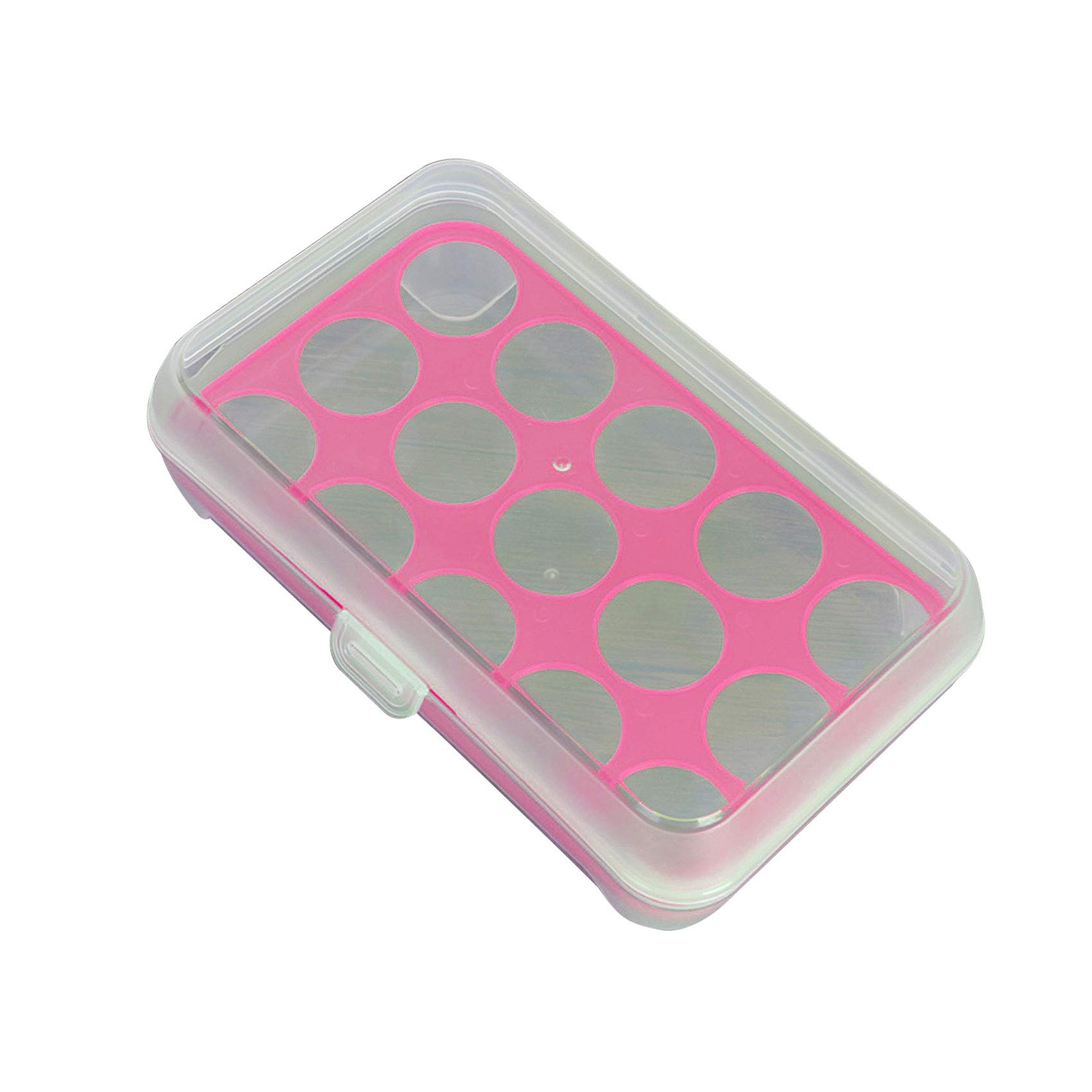 Plastic Covered Deviled Egg Holder for Refrigerator - Stackable Egg Storage Container with Lid, Portable Food Box Holds 15 Eggs (Pink) - Perfect for Easter, Picnics & Meal Prep Organization