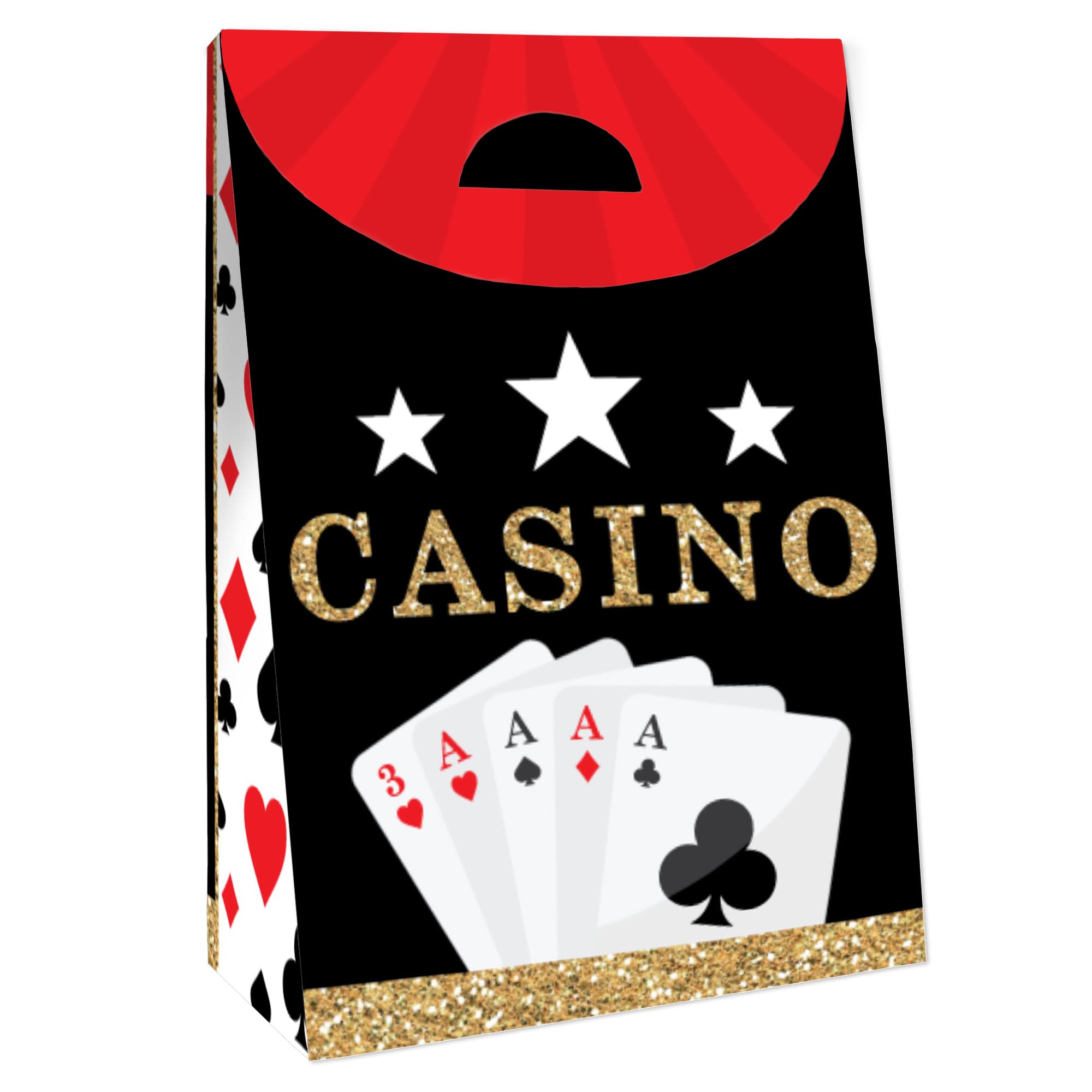 Big Dot of Happiness Las Vegas Casino Gift Favor Box - Set of 12 Party Goodie Bags for Casino Night, Bachelorette Party & Themed Events