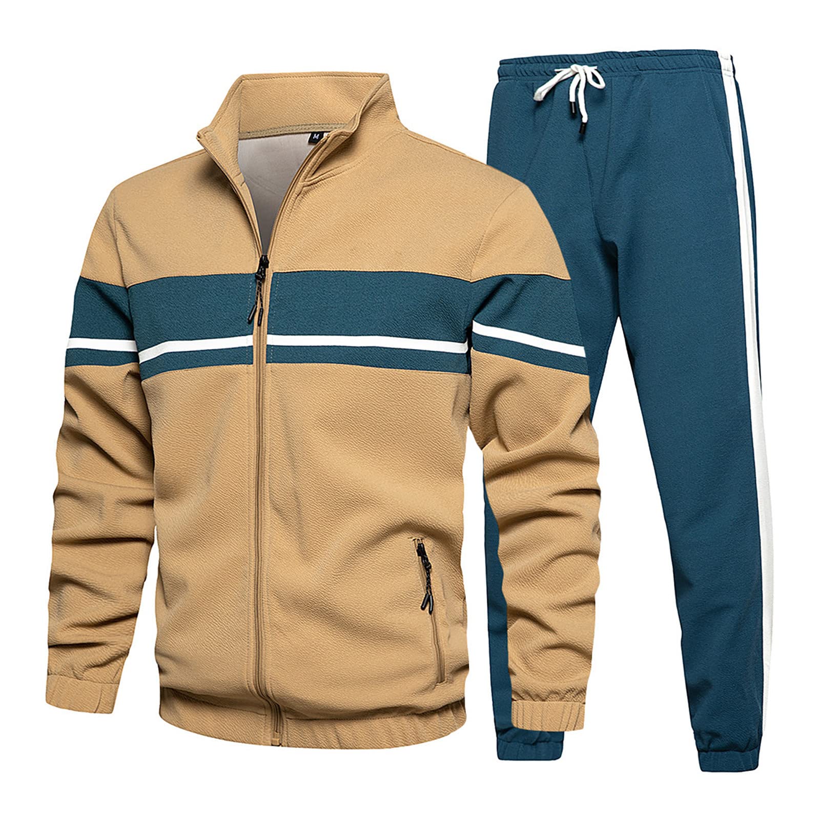 FSAHJKEE Men's Tracksuit Set - Long Sleeve Sweatsuit with Pockets | Comfortable Workout & Lounge Wear for Gym, Running & Casual Outfits