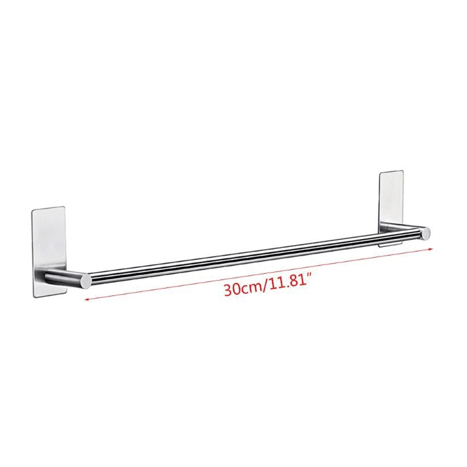 Stainless Steel Wall Mounted Towel Rack - No Drill Bathroom & Kitchen Storage Organizer for Towels, Robes & Utensils - Perfect for Small Spaces, Laundry Room & Balcony (30CM, Silver)