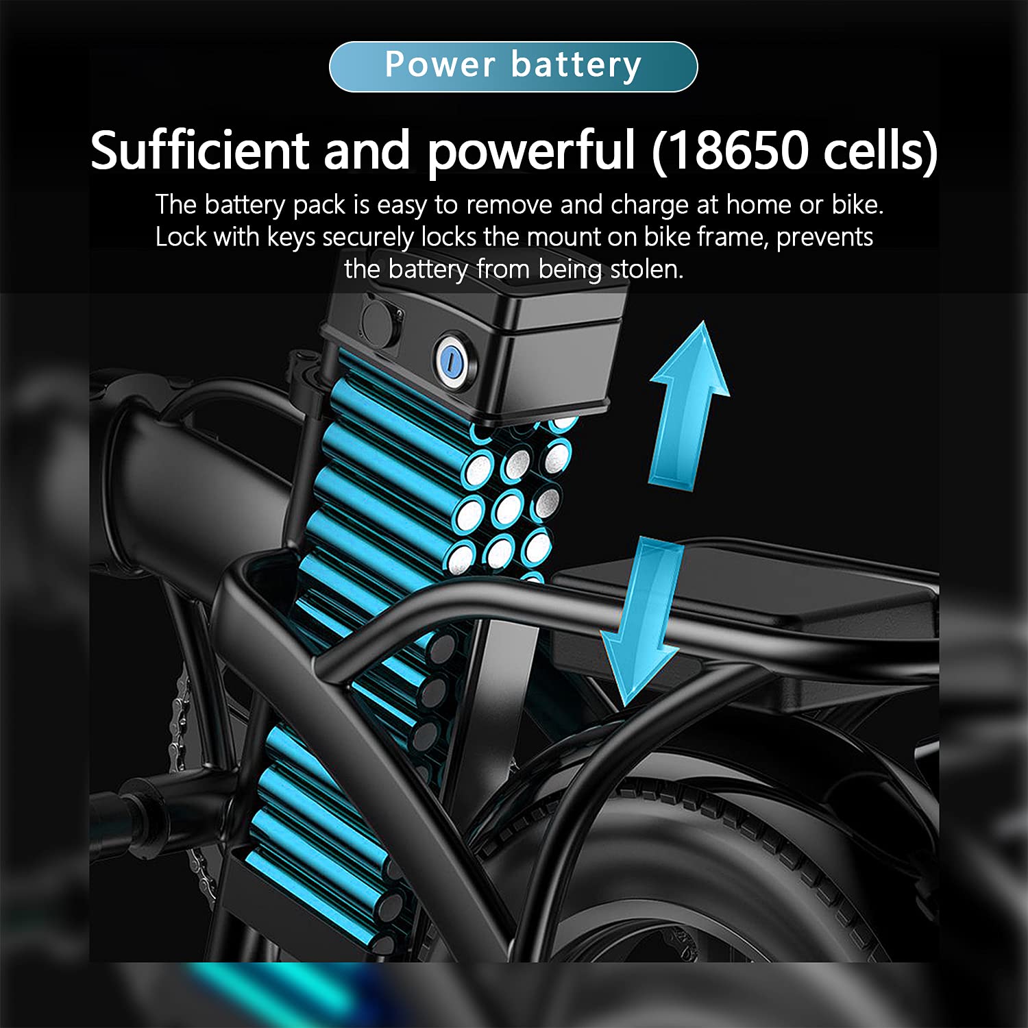 48V 13AH Lithium Li-ion Ebike Battery Pack with Charger & Safety Lock - Compatible with 350W 500W 750W Electric Bicycles - Perfect for Commuting, Mountain Biking & Long-Distance Rides