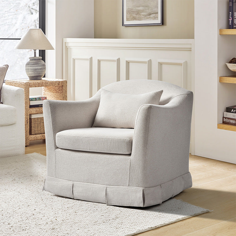Sara Armchair with Removable Slipcover & Box Pleated Skirt - Modern Living Room Accent Chair for Home, Office, or Reading Nook