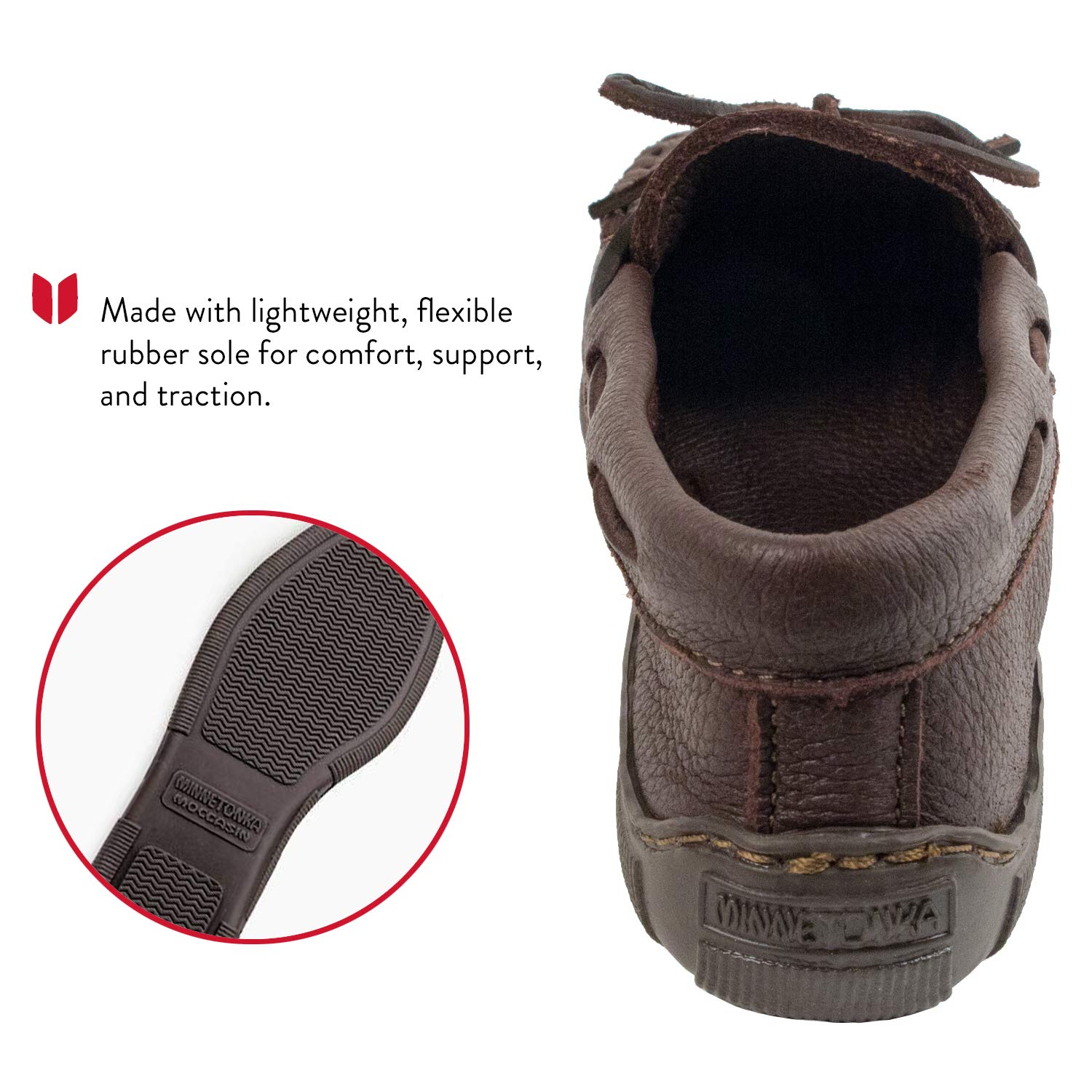 Minnetonka Women's Classic Moccasins - Genuine Moosehide, Size 10 Wide, Chocolate Brown - Comfortable Slip-On Shoes for Casual Wear & Home Relaxation