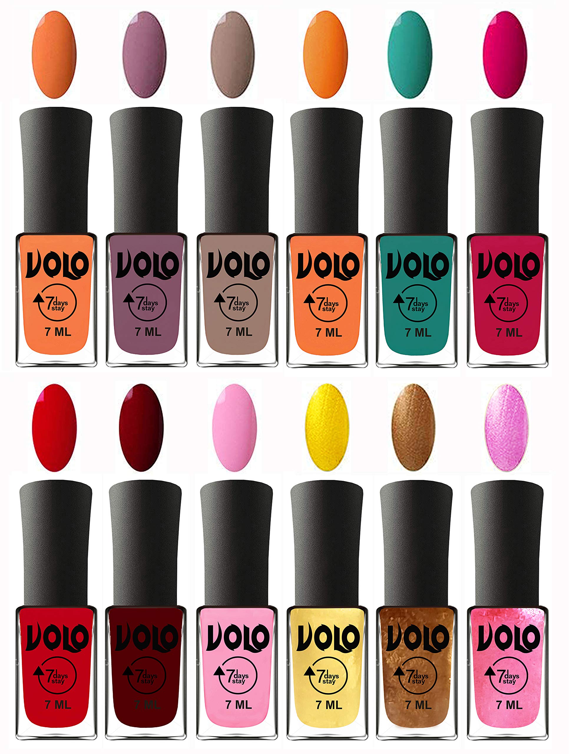 Volo 12-Piece Long Lasting Nail Polish Set - Vibrant & Modern Colors for Manicures & Pedicures | Perfect for Parties, Weddings & Everyday Wear