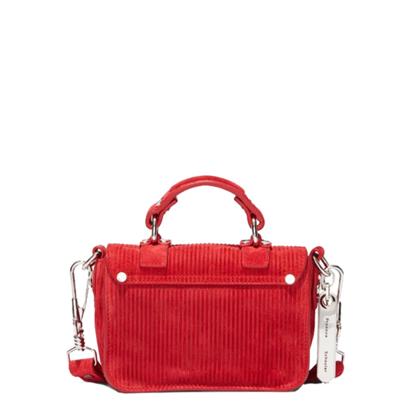 PS1 Micro Cord Suede Crossbody Bag - Stylish Red/Silver Leather Purse for Women | Perfect for Work, Travel & Everyday Use