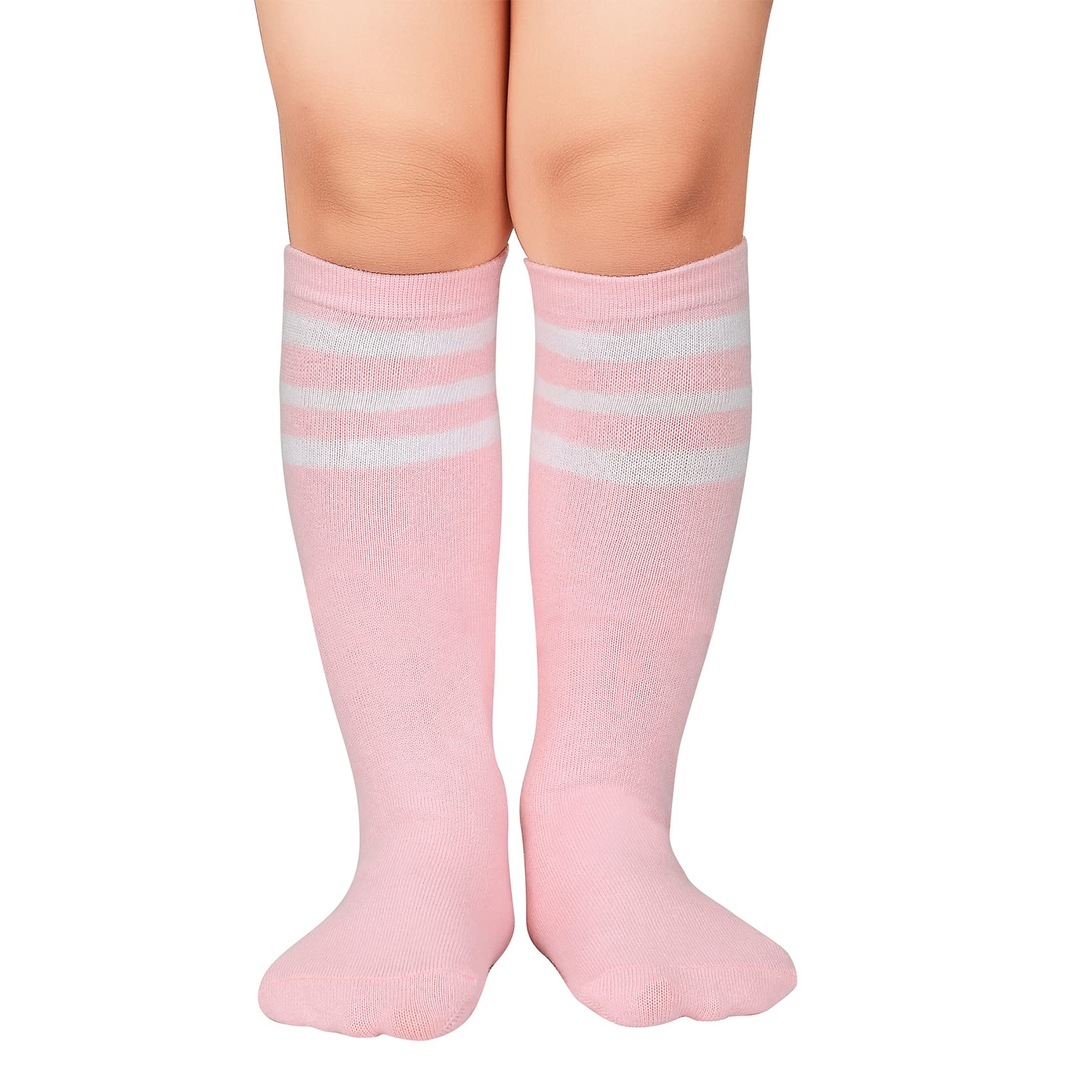 **Durio Toddler Soccer Socks - Striped Knee-High Cotton Sports Socks for Boys & Girls - Perfect for Soccer, Running & Playtime**