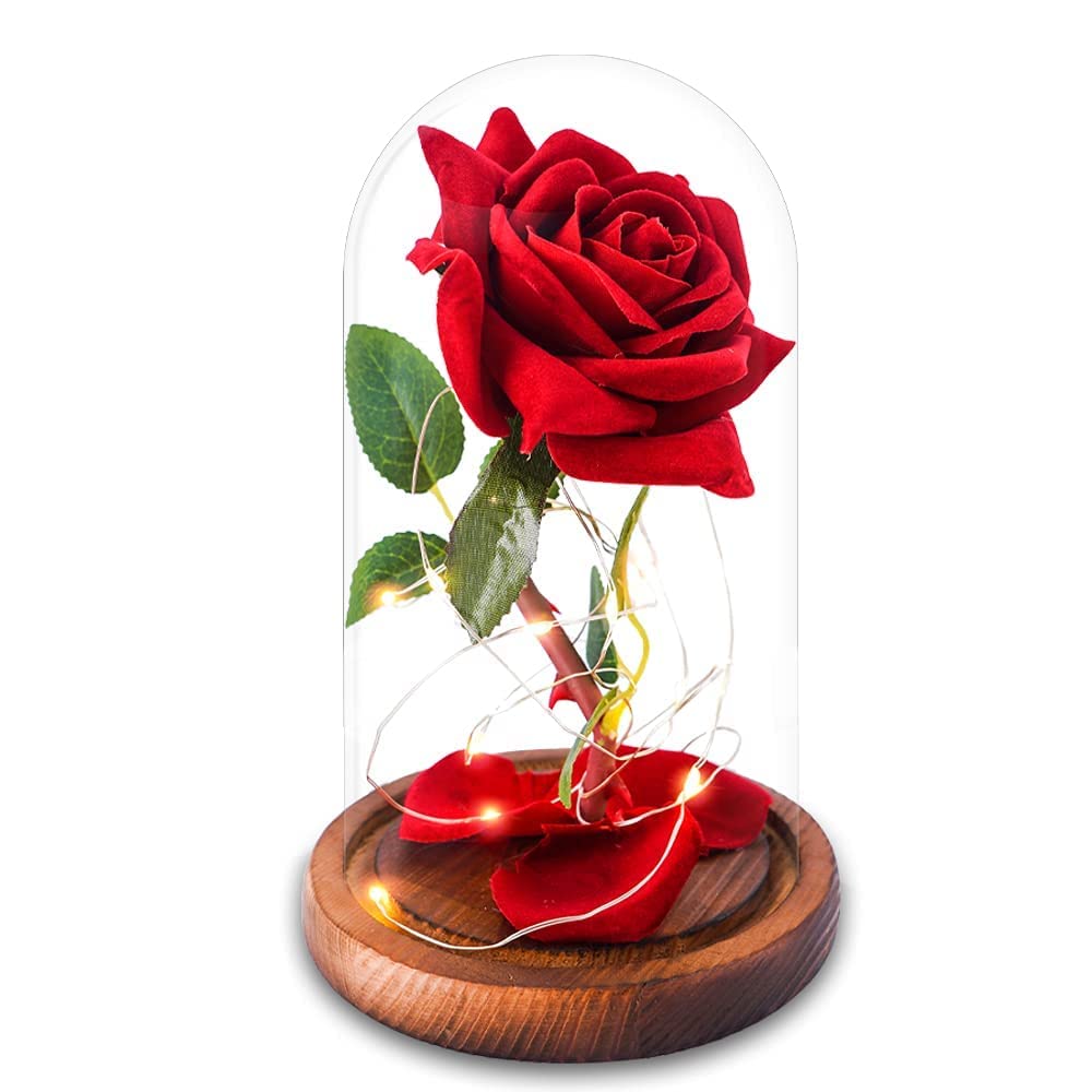 Romantic Valentine's Day Gifts for Women - Elegant Glass Rose in Dome for Wife, Girlfriend, Mom - Perfect for Anniversary, Birthday & Special Occasions - Home Decor & Keepsake Present