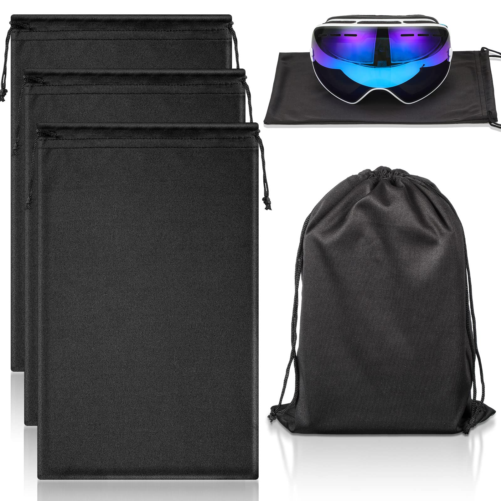 Konohan 3 Pack Ski Goggle Storage Bags - Microfiber Drawstring Protective Pouch for Snow Goggles | Soft Travel Case for Skiing, Snowboarding & Winter Sports Accessories