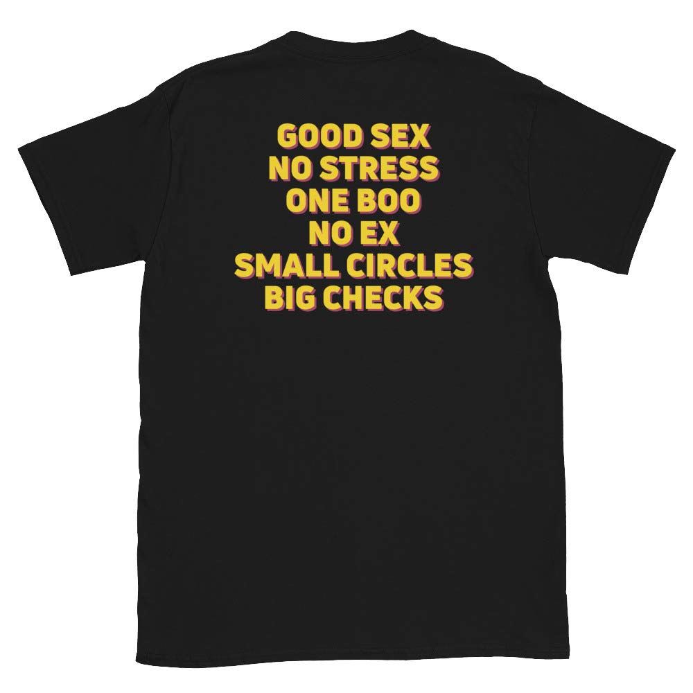 Unisex No Stress 'Good Sex' Graphic T-Shirt - Small Circle Big Checks Design - Comfortable Fit for Casual Wear & Street Style