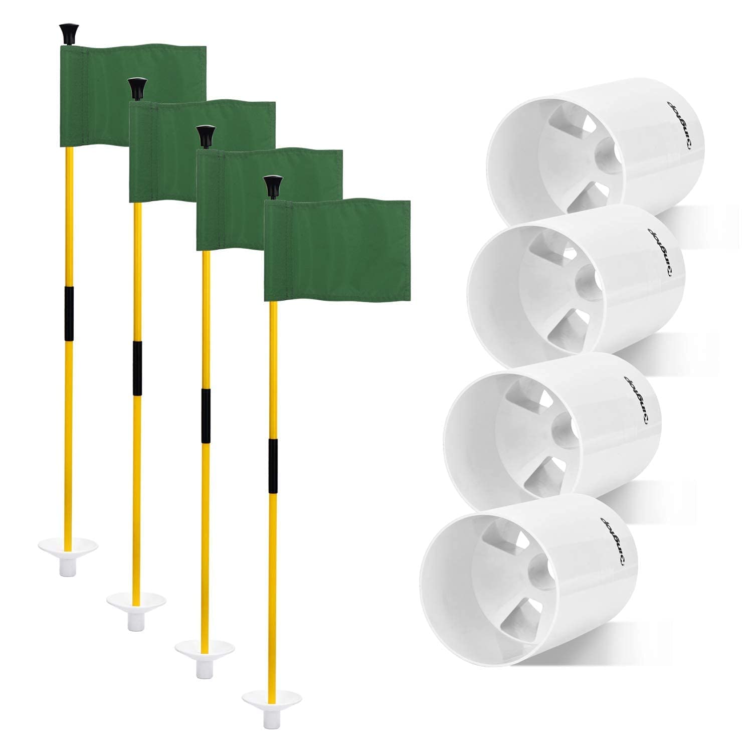 KINGTOP 4-Pack Mini Golf Flagsticks - 3 Feet Fiberglass Putting Green Flags with 2-Section Portable Design for Yard Practice | Perfect Golf Hole Cup Set (6 Inch) - Great Gift Idea for Golf Enthusiasts | Ideal for Backyard Training, Indoor Putting Greens & Outdoor Golf Games