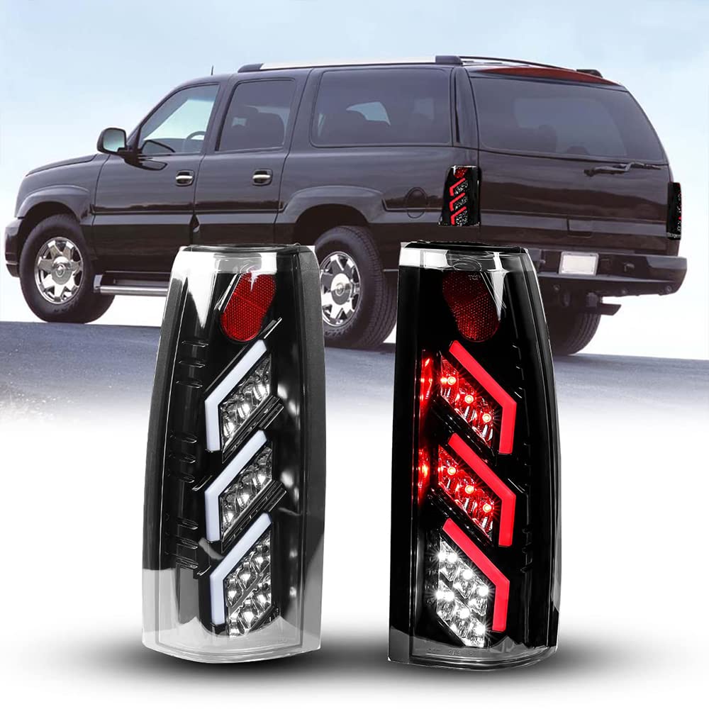 CPW LED Tail Lights - Gloss Black/Clear - Compatible with 1988-2000 Chevy C/K 1500/2500/3500, Suburban, Tahoe, Blazer, GMC C/K, Yukon, Cadillac Escalade - DOT/SAE Approved - Upgrade for Enhanced Visibility & Safety on Trucks & SUVs