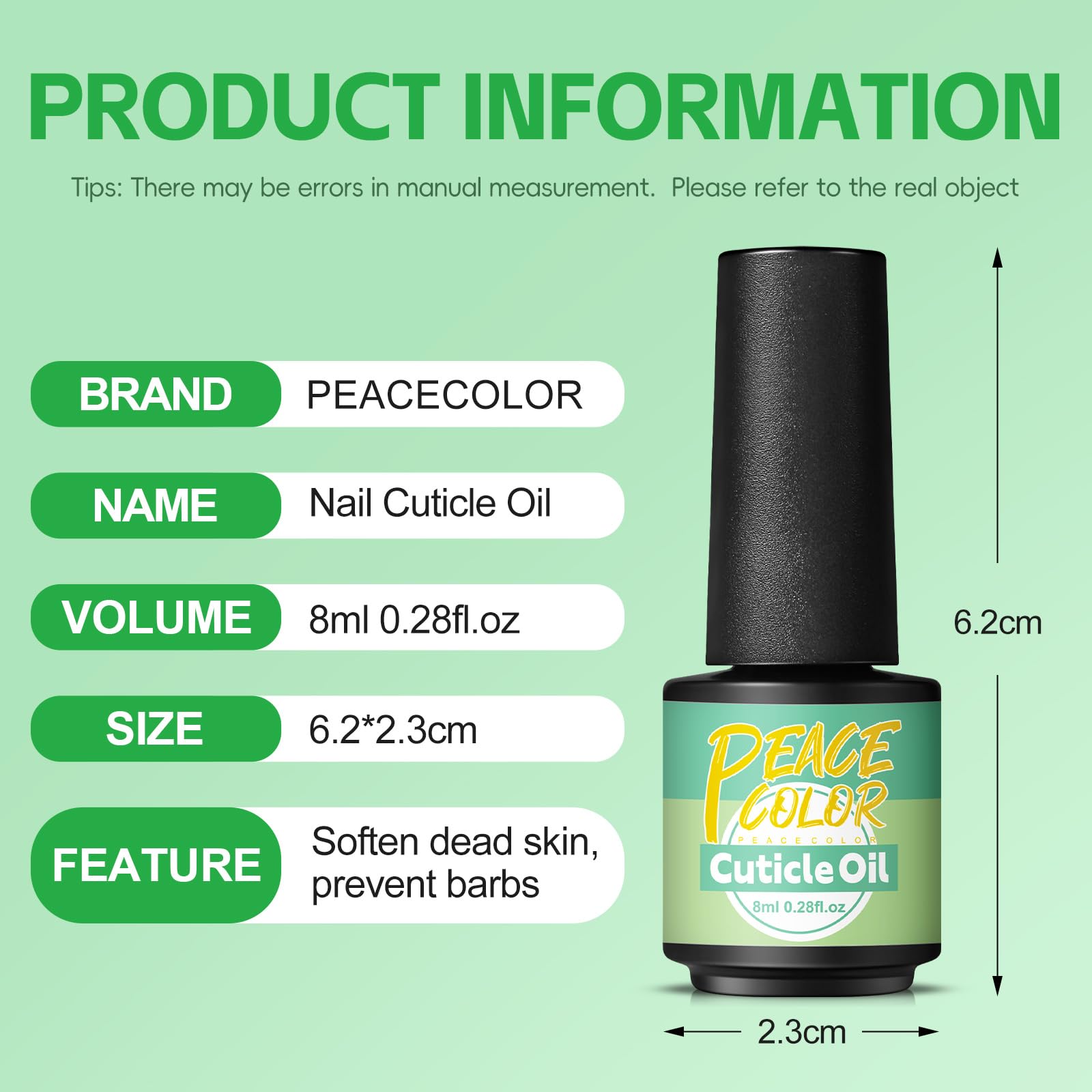 PEACECOLOR Nail Cuticle Oil - 10ml Moisturizing & Repairing Treatment for Gel Nails | Hydrates, Nourishes & Strengthens Nails | Perfect for Manicures, Pedicures & At-Home Nail Care