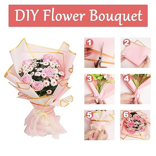 JOYIT 20 Sheets Pink Flower Wrapping Paper - 22.8