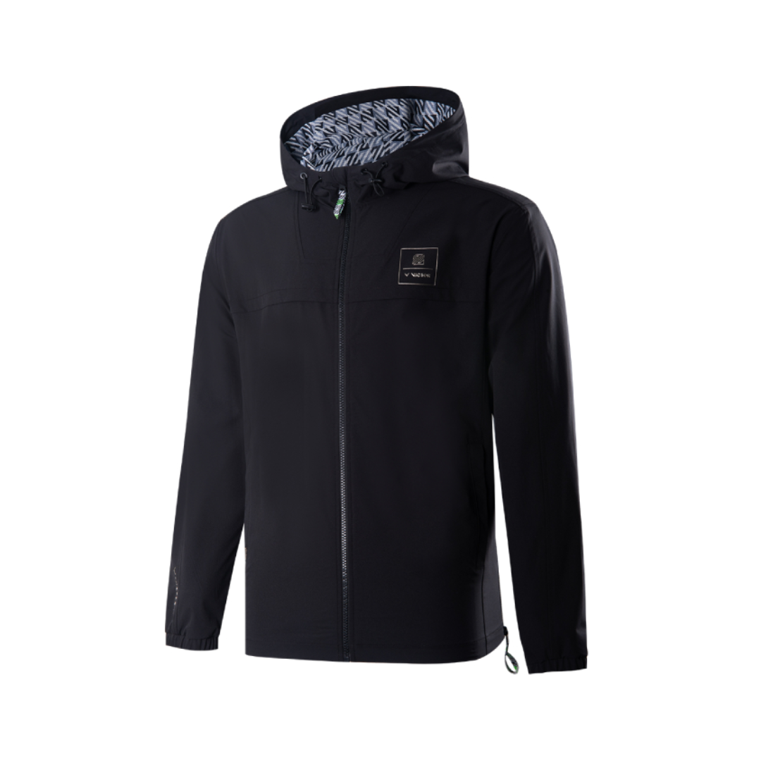 Victor J LZJ356 C Unisex Jacket - Waterproof Windbreaker for Men & Women, Lightweight Outdoor Hiking Jacket with Hood [Black] - Perfect for Camping, Travel & Daily Wear