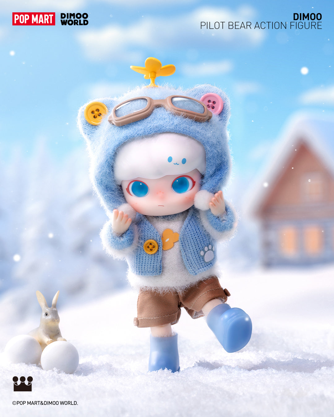 POP MART Dimoo Pilot Bear Collectible Action Figure - Cute Cartoon Model for Display, Gifts & Home Decoration | Perfect for Kids, Anime Fans & Office Desk Decor