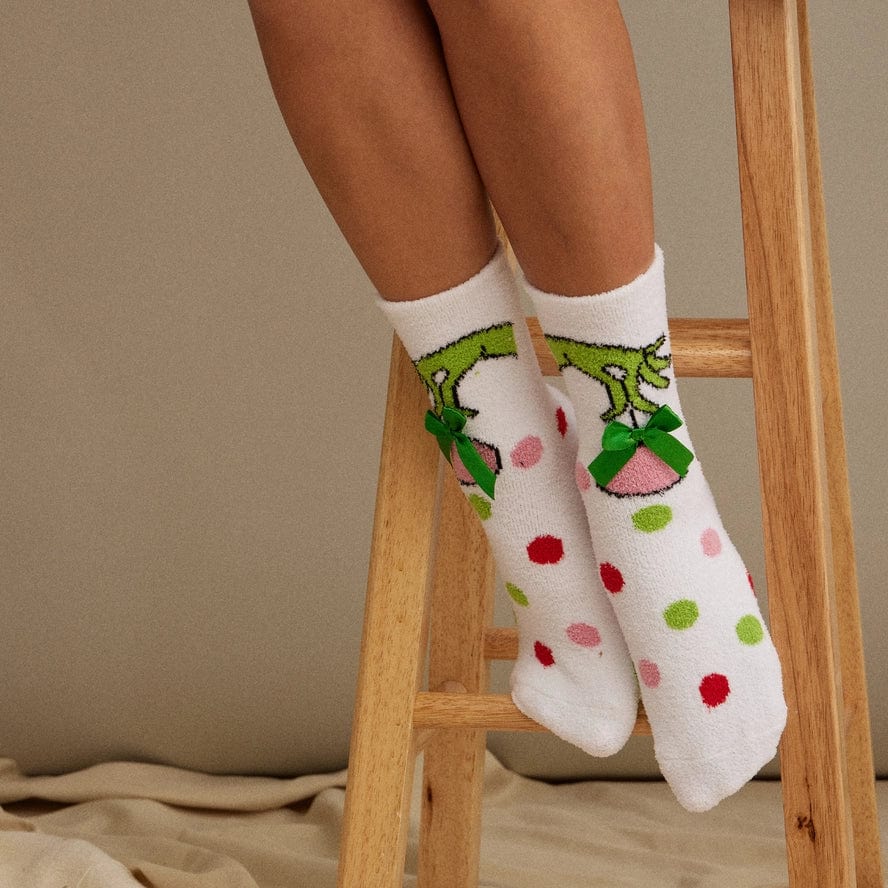Grinch Fuzzy Socks 4-Pack - Cozy Christmas Novelty Socks for Women & Men - Perfect for Holiday Gifts, Stocking Stuffers & Winter Comfort