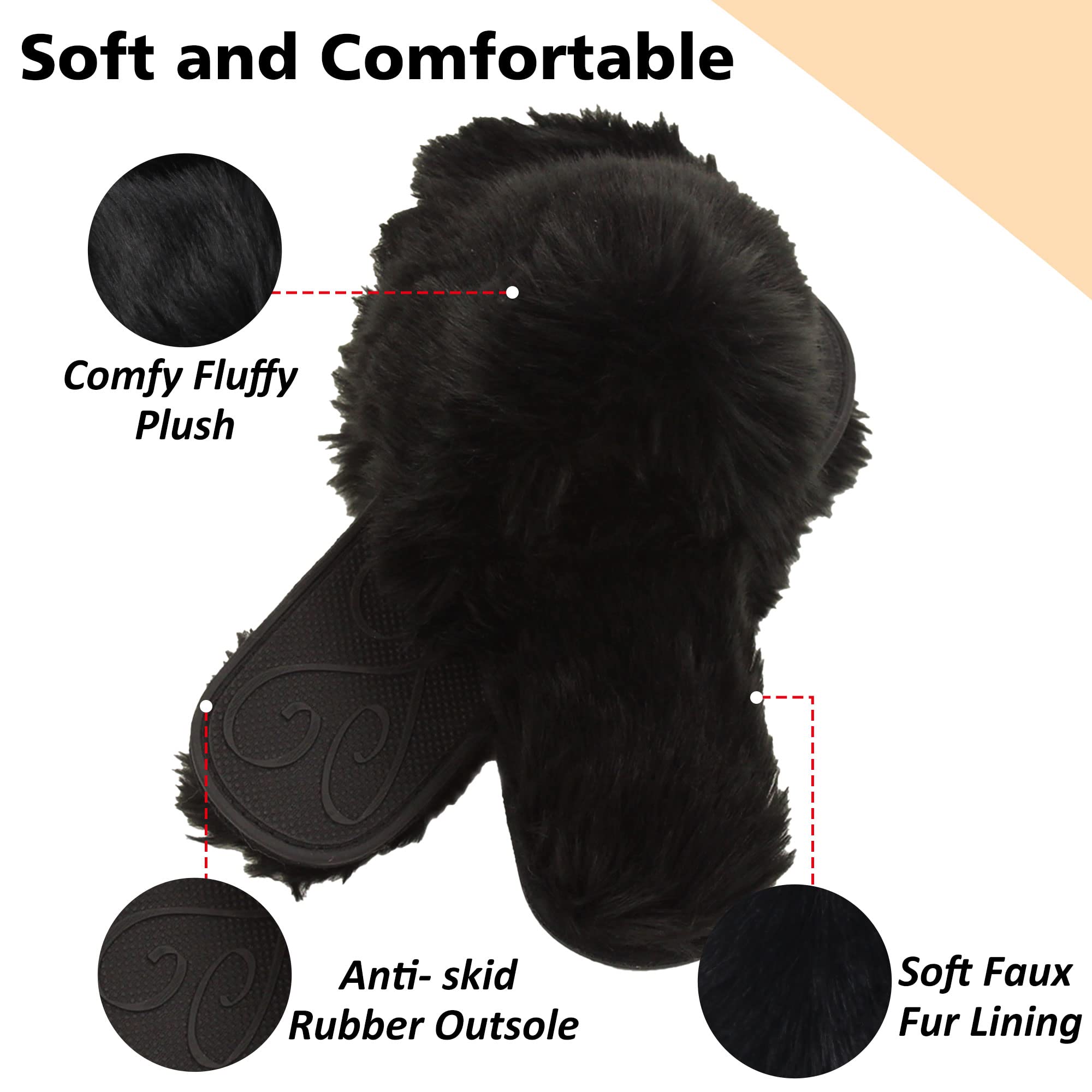 Cozy Fuzzy Open-Toe Slippers for Women - Soft Fluffy House Shoes with Non-Slip Sole | Indoor/Outdoor Wear for Lounge, Yoga & Backyard Relaxation