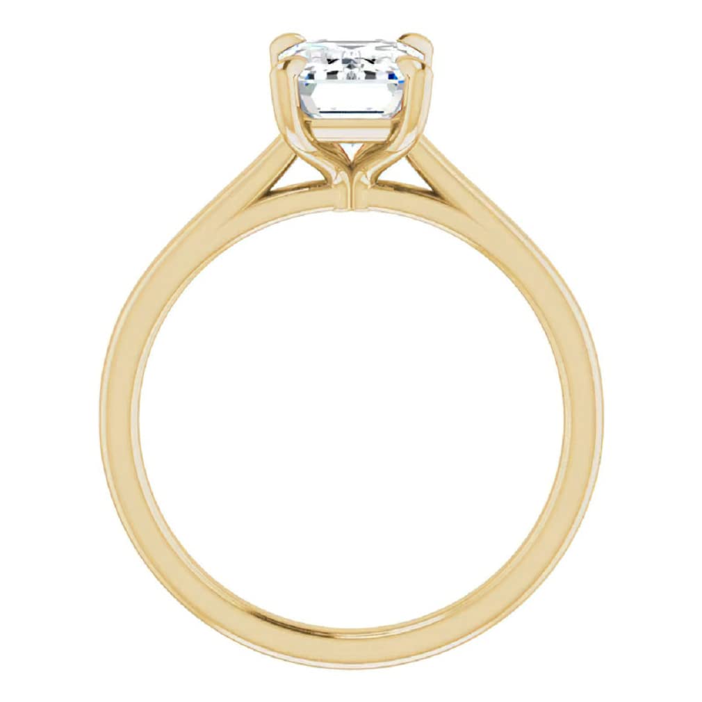 10K Solid Yellow Gold Handmade Engagement Ring - 1.0 CT Emerald Cut Moissanite Diamond Solitaire Wedding Band for Women - Perfect for Proposals, Anniversaries & Bridal Jewelry Gifts
