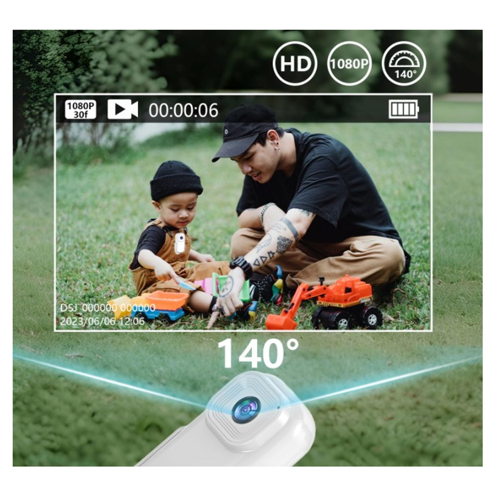 Elprico 1080P Wearable Camera with WiFi for Home & Outdoor Security