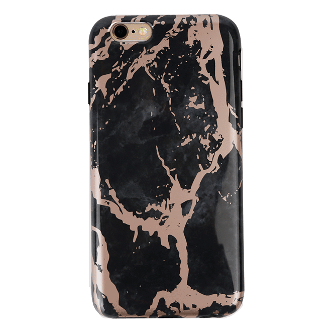 Elegant Black Marble Rose Gold Chrome iPhone Case - Slim Protective Cover for iPhone [Model] | Perfect for Everyday Use, Office & Special Occasions