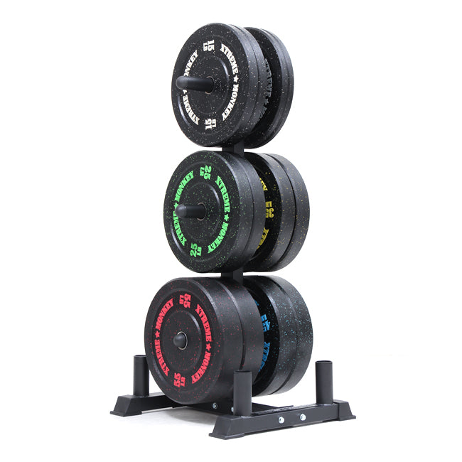 XM Fitness Olympic Weight Tree - Heavy Duty Barbell and Plate Storage Rack for Home Gym - Perfect for Weightlifting, CrossFit, and Strength Training