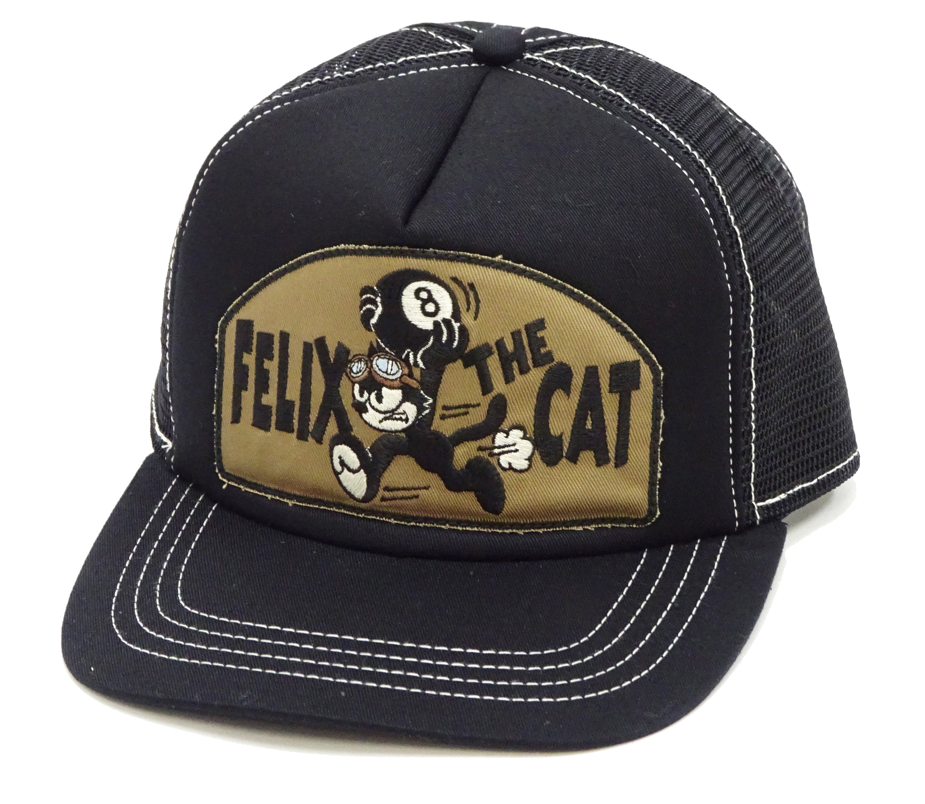TOYS McCOY Felix the Cat Vintage Trucker Hat for Men - Adjustable Baseball Cap with Mesh Side Panels (Black, TMA2408) - Perfect for Casual Wear, Outdoor Activities & Collectors