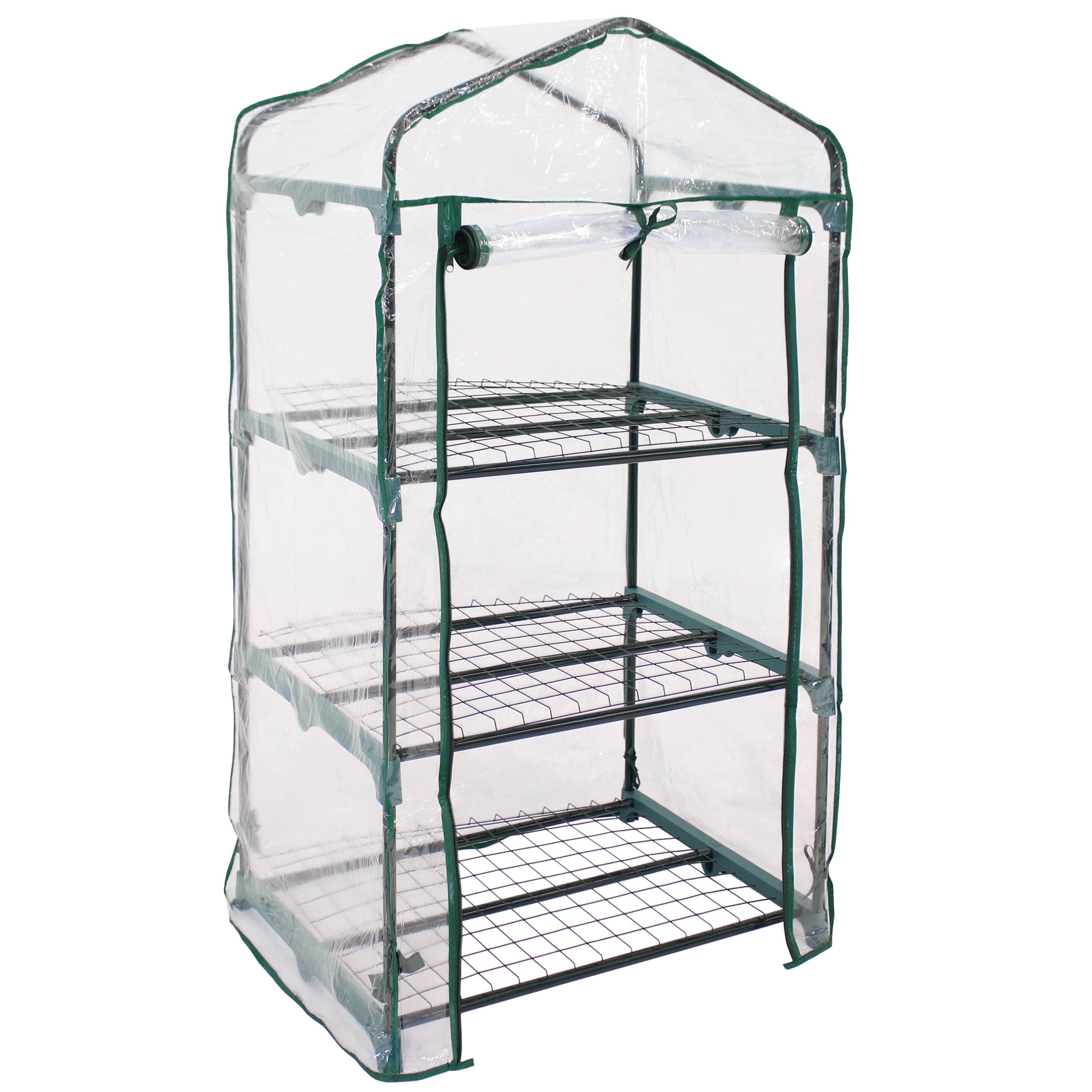 Sunnydaze 3-Tier Mini Greenhouse for Outdoors - Portable & Clear Cover - Perfect for Seedlings, Herbs & Small Plants - Indoor/Outdoor Gardening Accessory