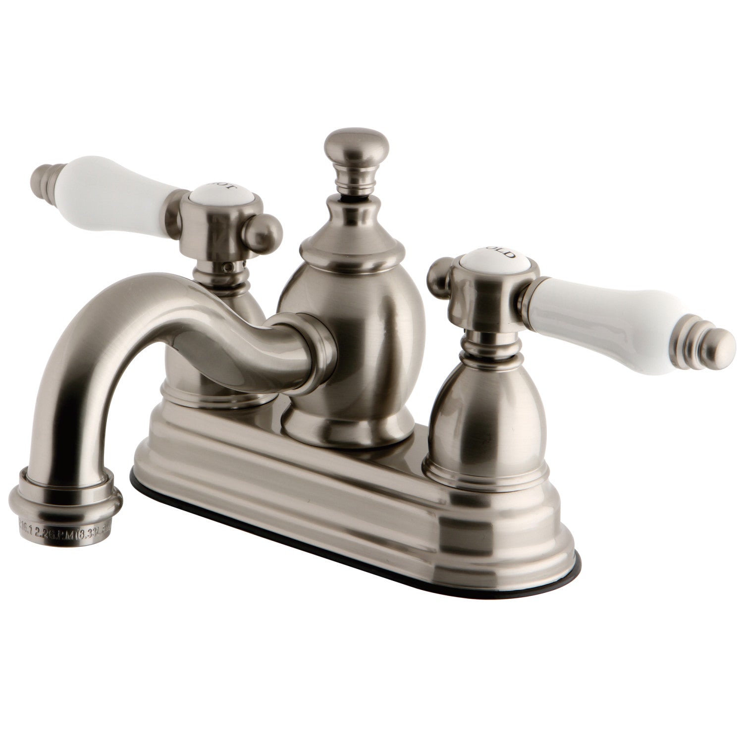 Bel Air KS7108BPL Brushed Nickel Double Handle 3-Hole Deck Mount 4-Inch Centerset Bathroom Faucet with Brass Pop-Up Drain - Perfect for Modern Bathroom Vanities and Sink Upgrades