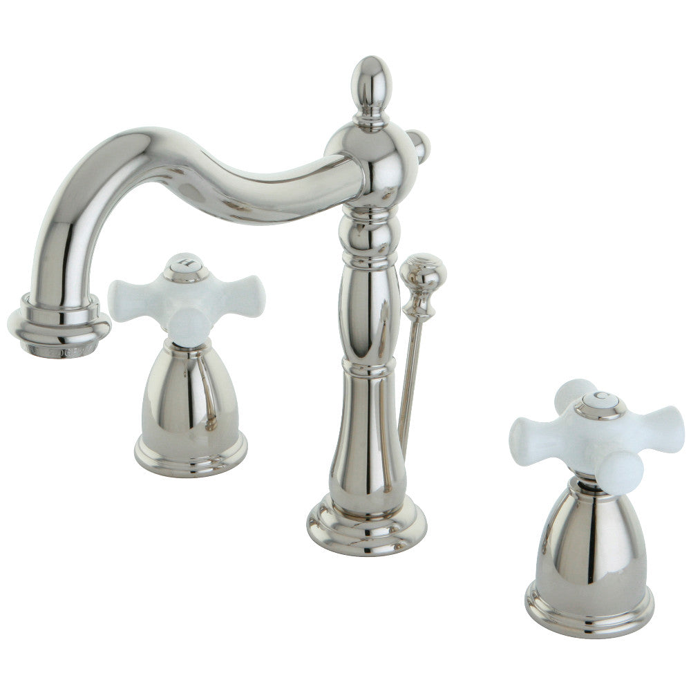 Kingston Brass KB1976PX Heritage Widespread Bathroom Faucet with Brass Pop Up - Premium 8-Inch Centerset Bathroom Sink Faucet for Vanity & Powder Room - Perfect for Modern & Traditional Bathroom Decor