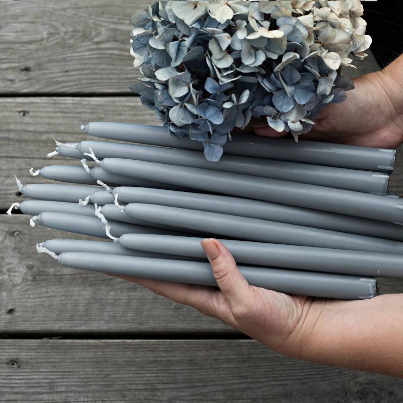 Liljeholmens Christinaljus 8-Pack Light Gray Candles - Perfect for Home Decor, Weddings & Holiday Celebrations