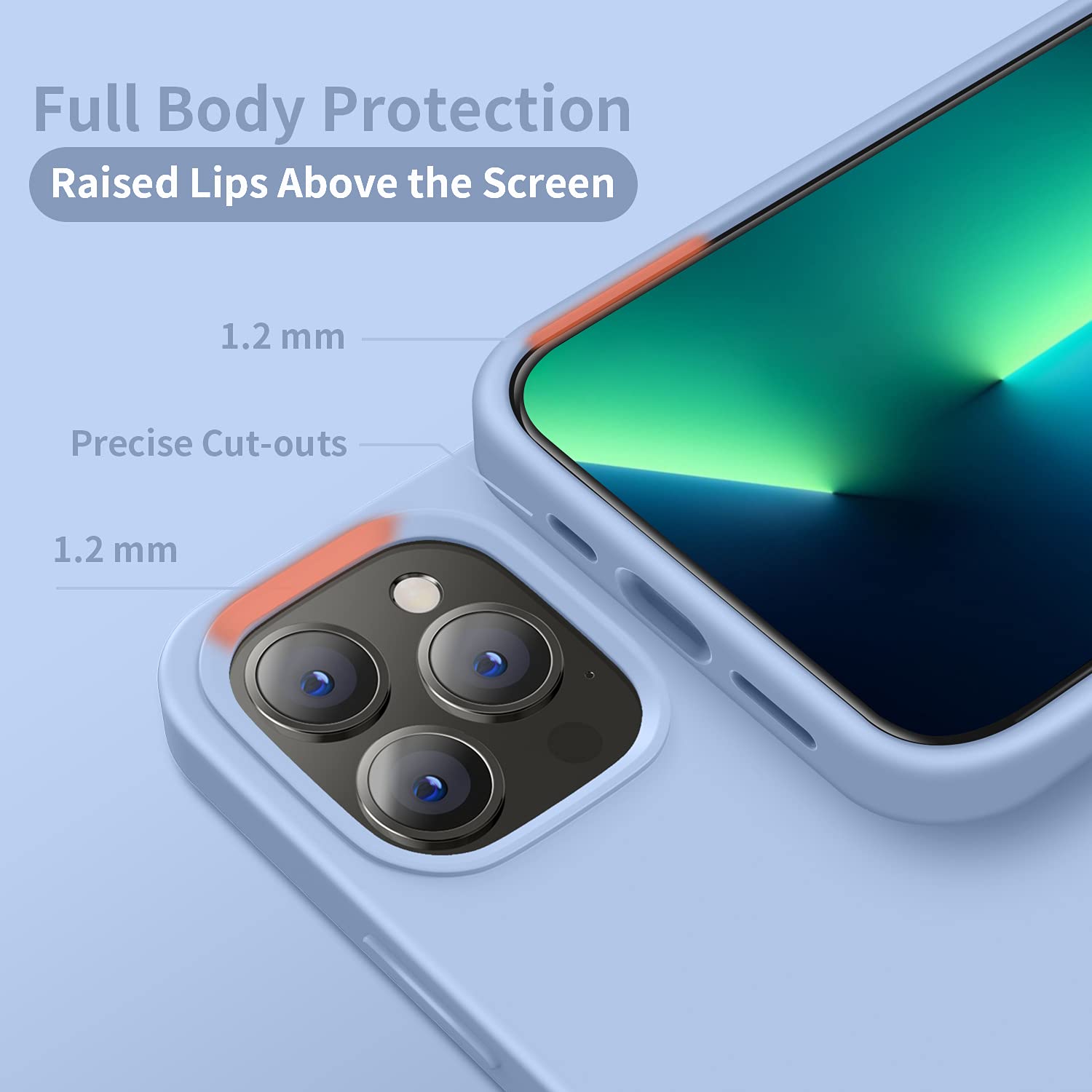 Cordking Ultra Slim Shockproof Silicone Case for iPhone 13 Pro Max (6.7 Inch) - Light Blue Protective Phone Cover with Soft Anti-Scratch Microfiber Lining | Perfect for Everyday Use, Travel & Outdoor Activities
