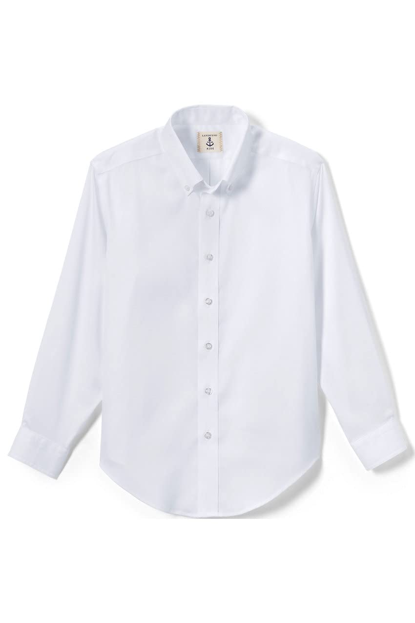 Lands' End Boys' Long Sleeve No-Iron Pinpoint Dress Shirt for School Uniforms | Comfortable & Wrinkle-Free Formal Wear for Class, Church & Special Occasions